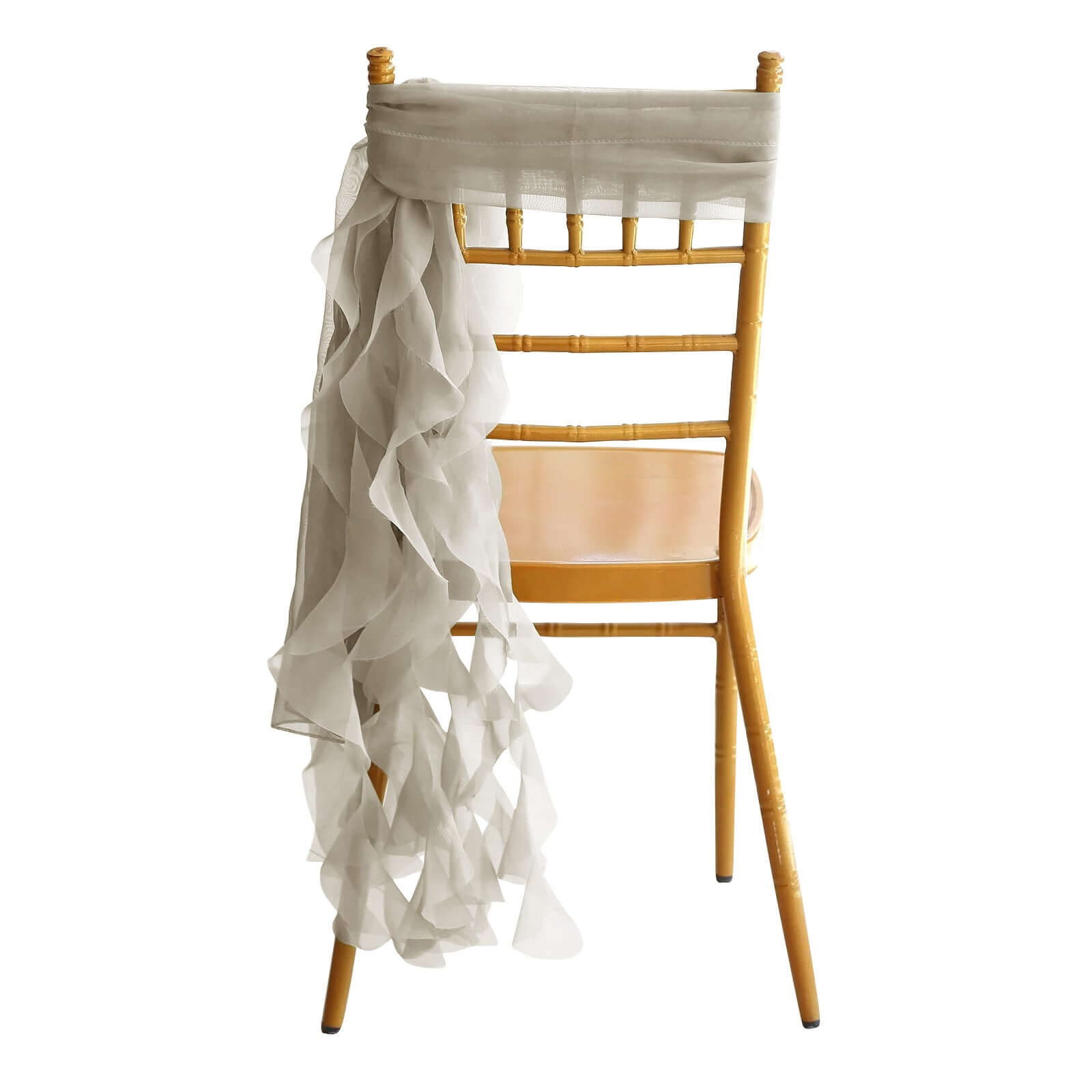 Chiffon Chair Sash with Curly Design Beige - Stylish Chair Decorations