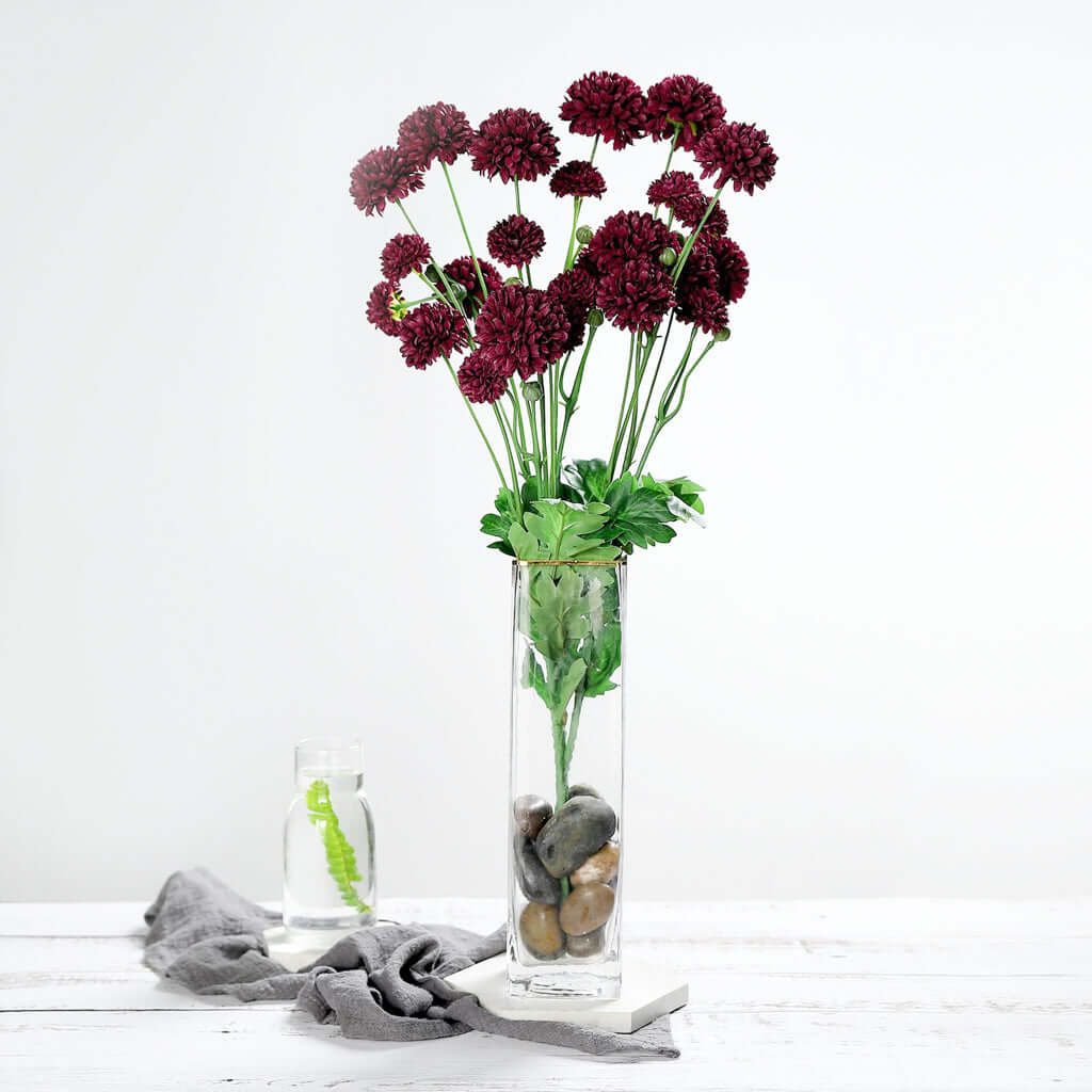 2 Bushes | 33" Burgundy Artificial Chrysanthemum Mum Flower Bouquets