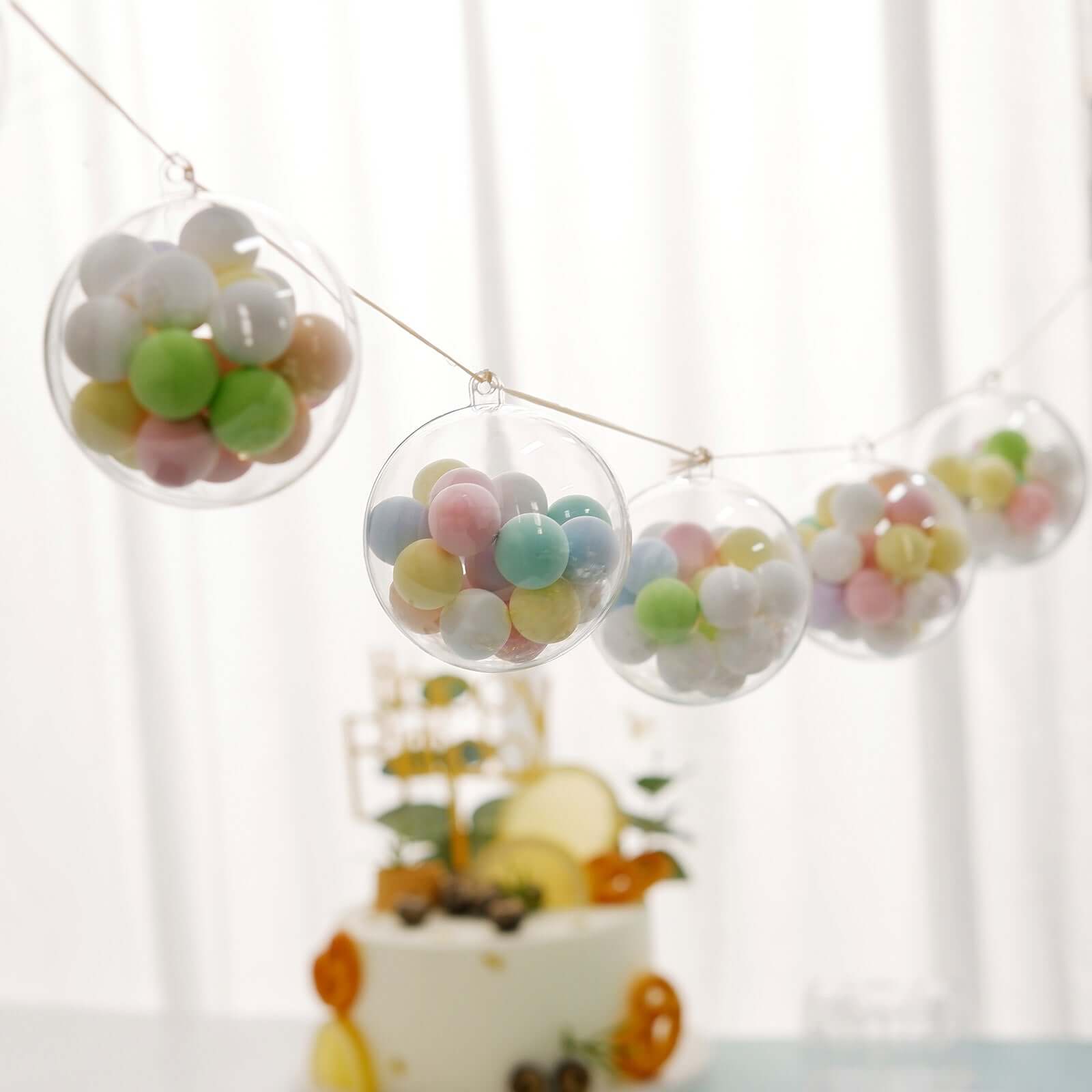 12-Pack Fillable Ornament Ball Candy Container Clear - Unique Transparent Candy Treat Favor Containers 3"