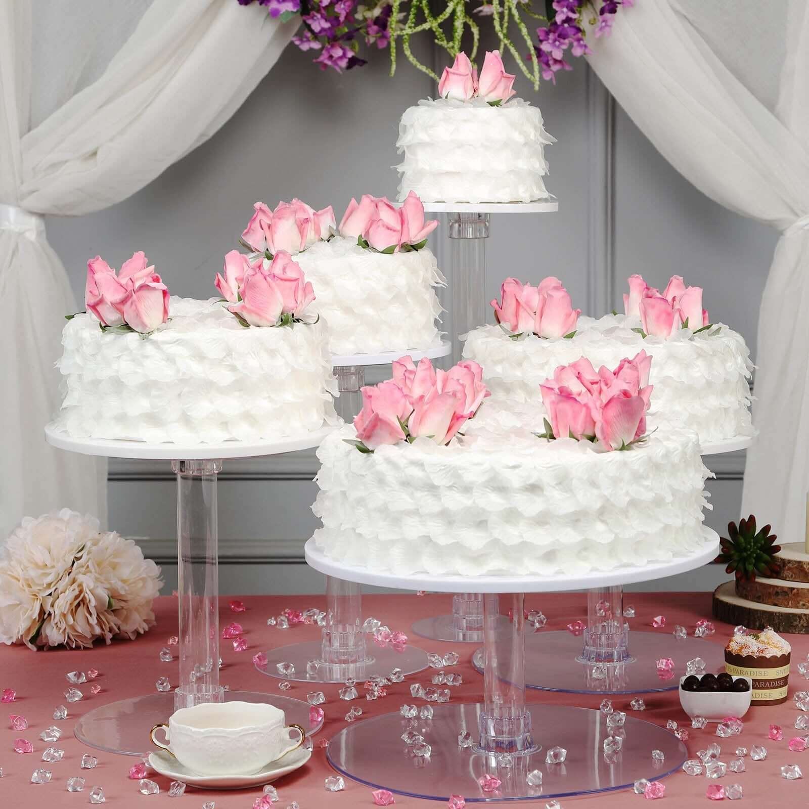 Acrylic Round DIY Cake Stand Plate Clear - Customized Tiered Dessert Display Holder for Treats Appetizers & Snacks
