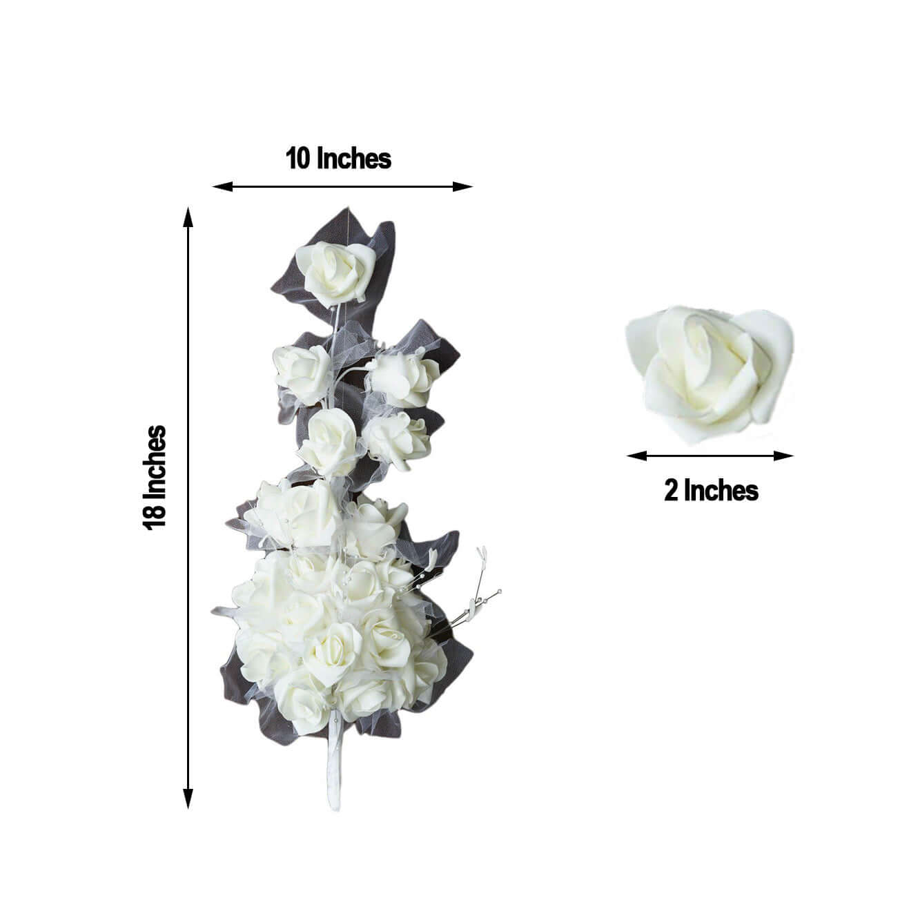 24 Pcs Bouquet Cream Artificial Handcrafted Foam Rose Flowers
