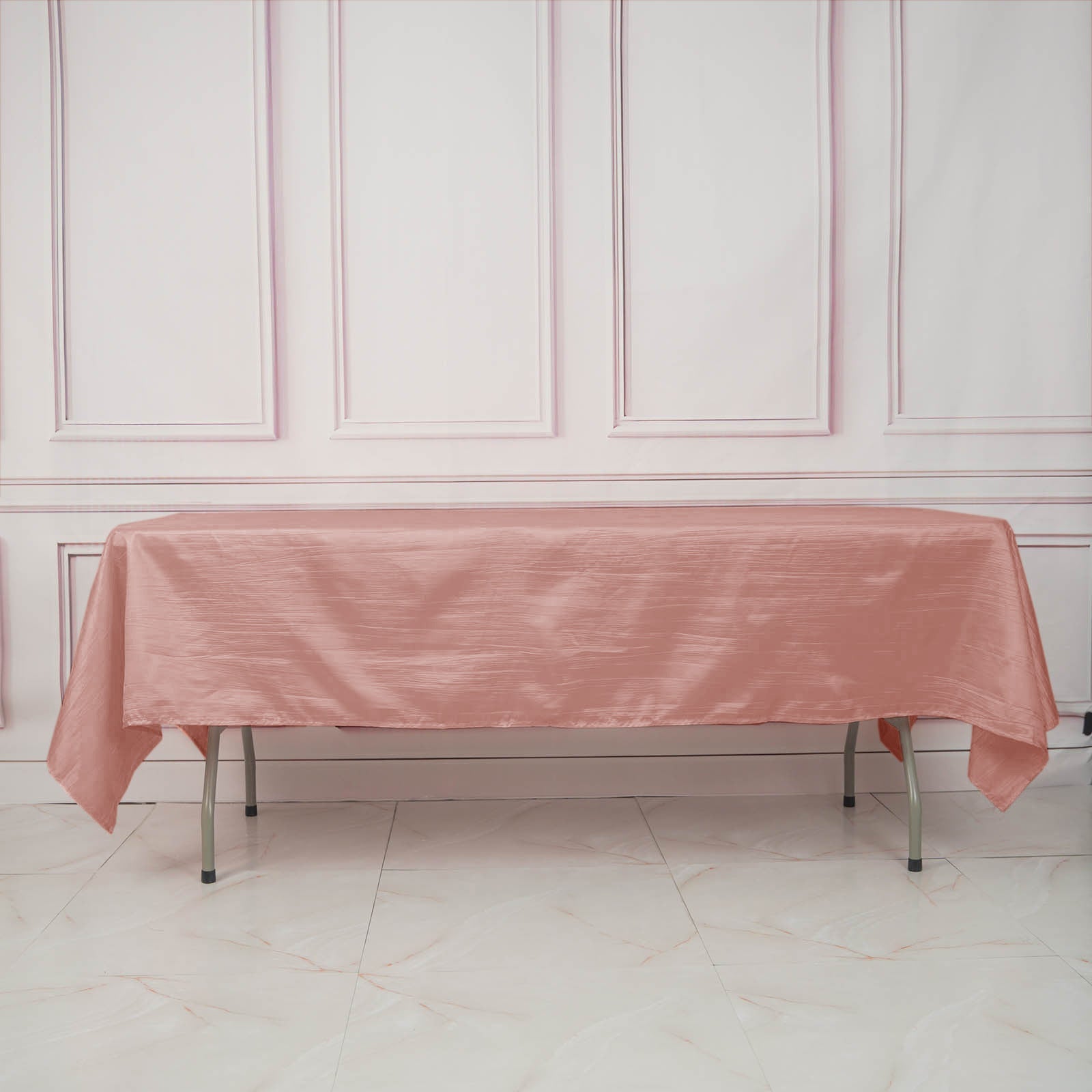Taffeta 60"x102" Rectangle Tablecloth Dusty Rose - Accordion Crinkle Table Cover