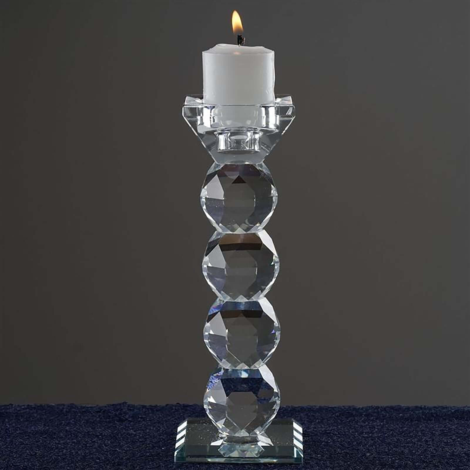 Gemcut Crystal Glass Votive Candle Holder Stand, Decorative Candle Display Piece 7" Tall