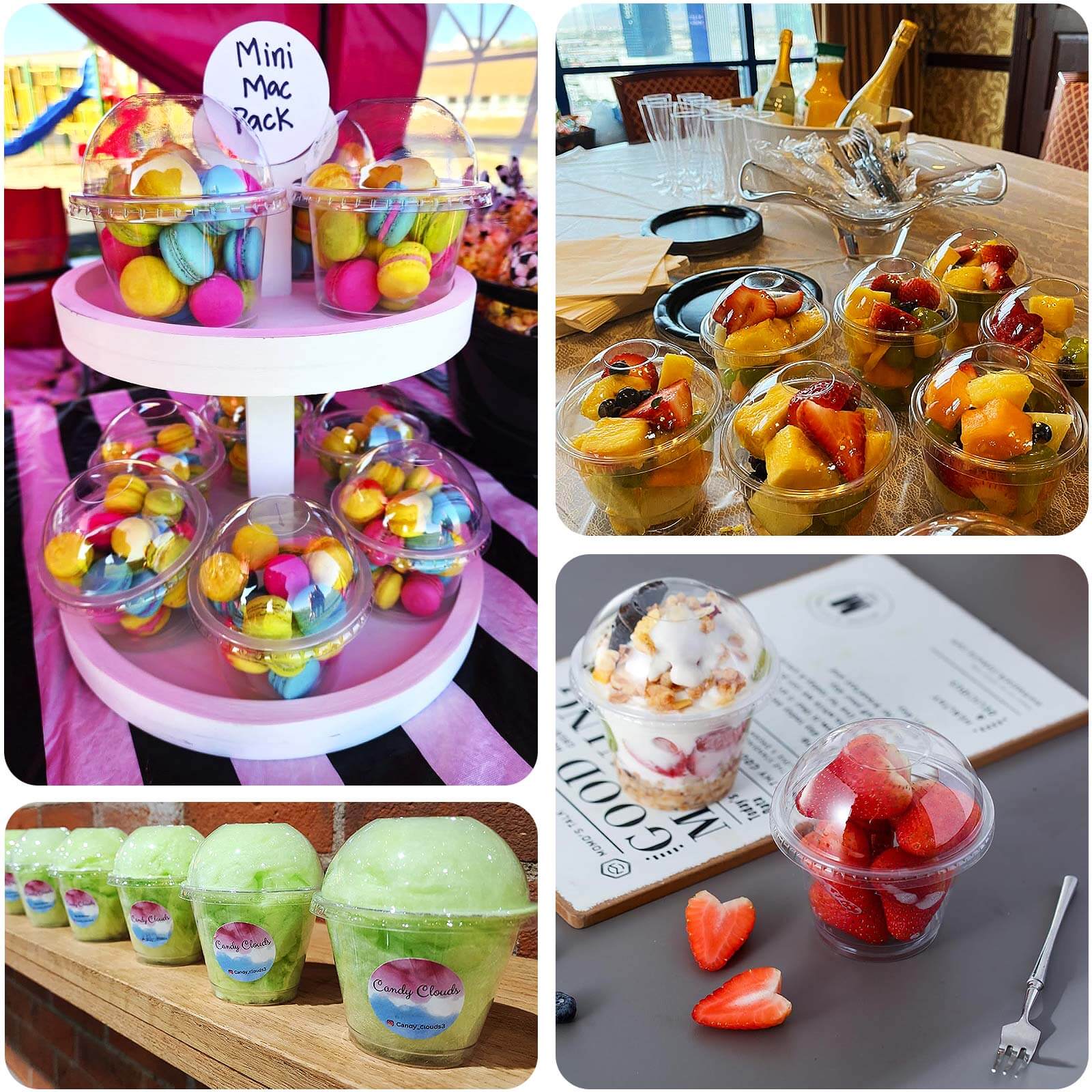 50-Pack Plastic Dessert Parfait Cups Clear Dome Lid - Perfect for Ice Cream 7oz