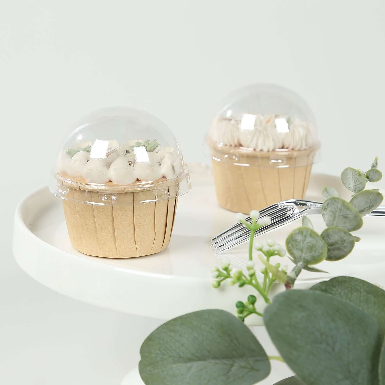 50-Pack Plastic Dome Lids For Cupcake Liners Clear - Food Safe Disposable Baking Cake Cup Lids for Dessert Buffets Bakery Displays & Party Favors 3"