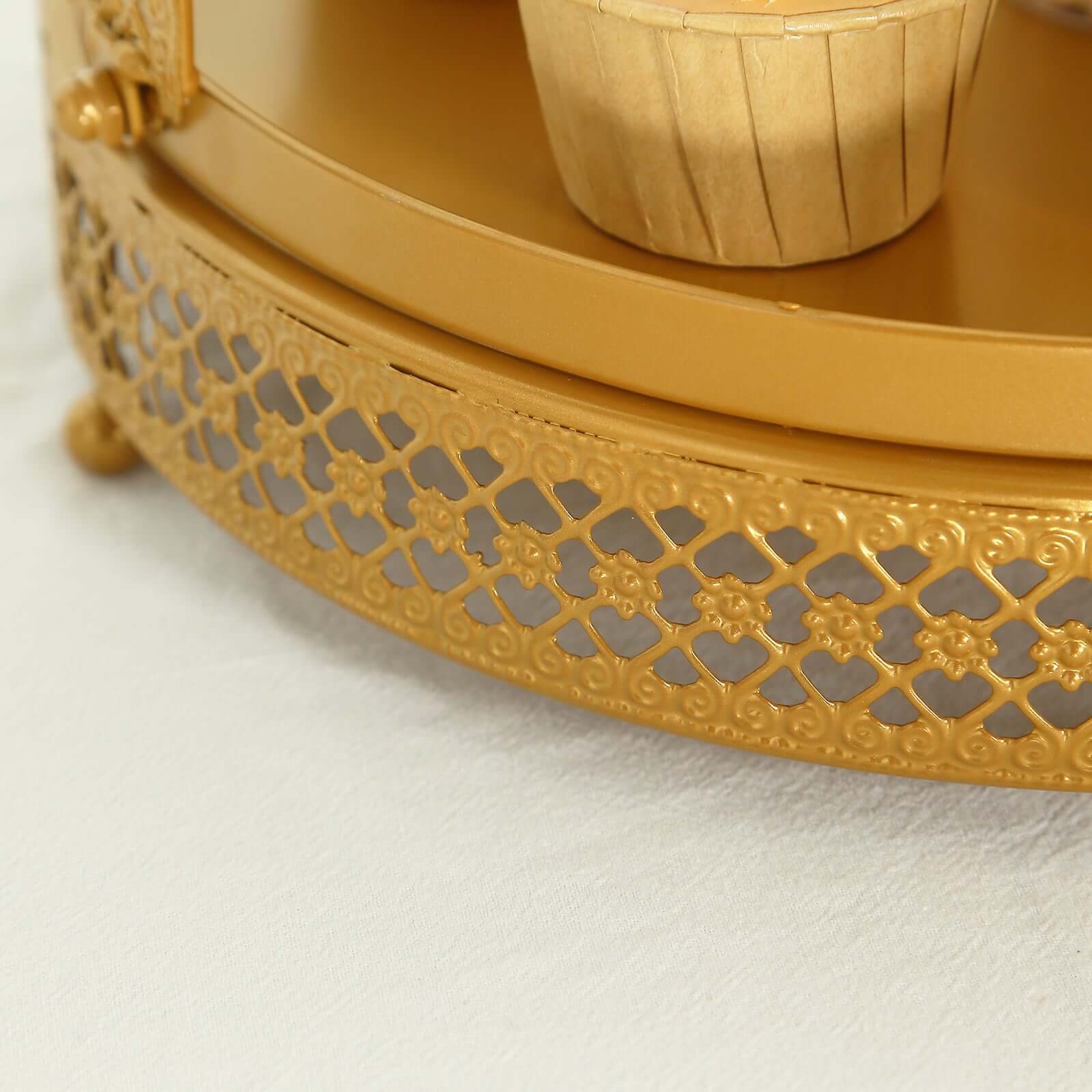 Metal Wedding Cupcake Stand Gold Princess Crown Style - Stunning Dessert Display Holder Centerpiece for Upscale Weddings & Special Occasions 19"