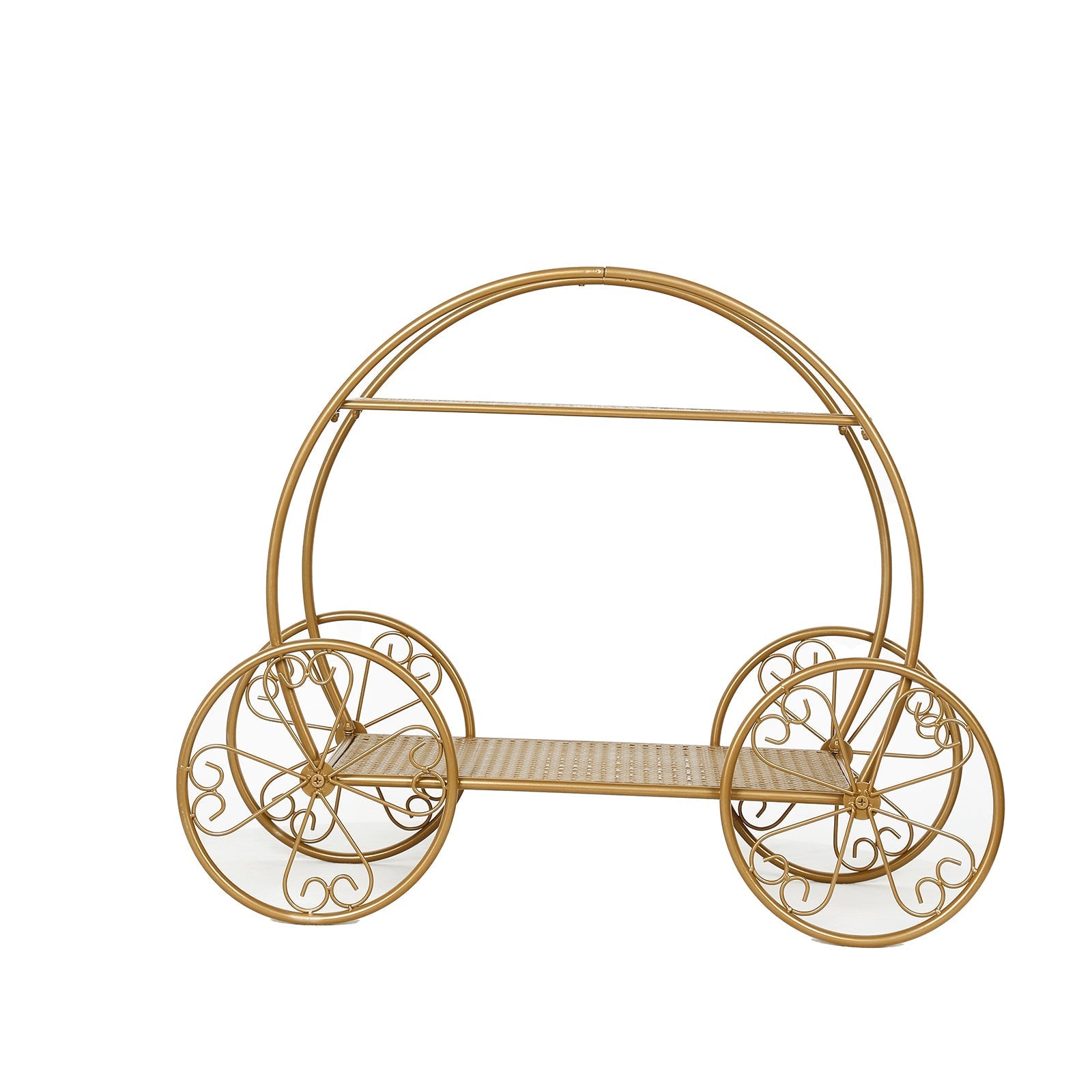 2-Tier Metal Cupcake Stand Gold - Giant Enchanting Cinderella Carriage-Inspired Pumpkin Coach Centerpiece Dessert Display Stand for Pastries & Party Favors 28"
