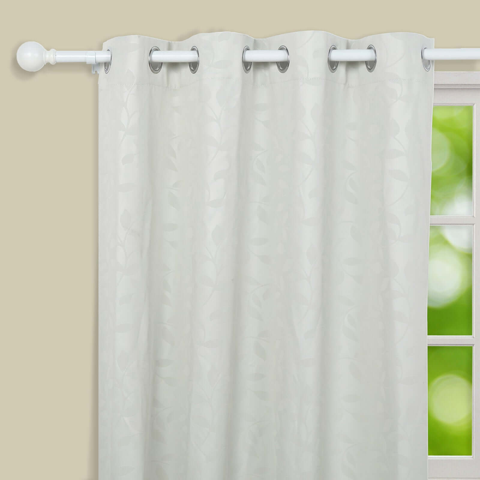 42"-126" Adjustable Curtain Rod Set, White, Round Finials