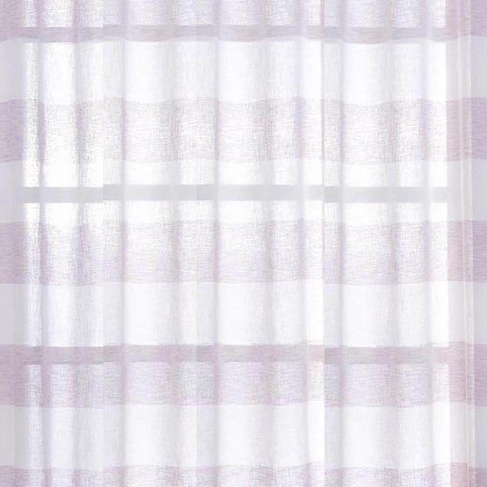 2 Pack White Lavender Lilac Cabana Print Faux Linen Curtain Panels With Chrome Grommet - 52"x84"