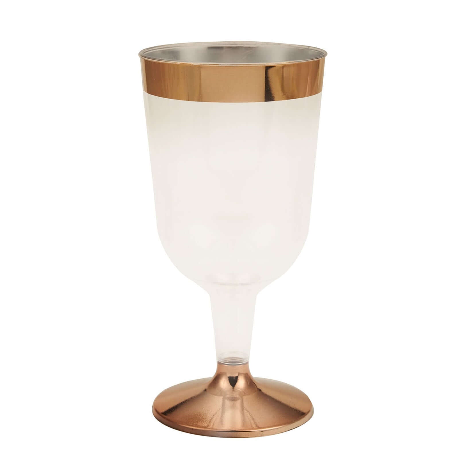 12-Pack Plastic Wine Glasses Clear with Rose Gold Rim - Classy Disposable Cups with Detachable Base for Weddings & Special Occasions 6oz