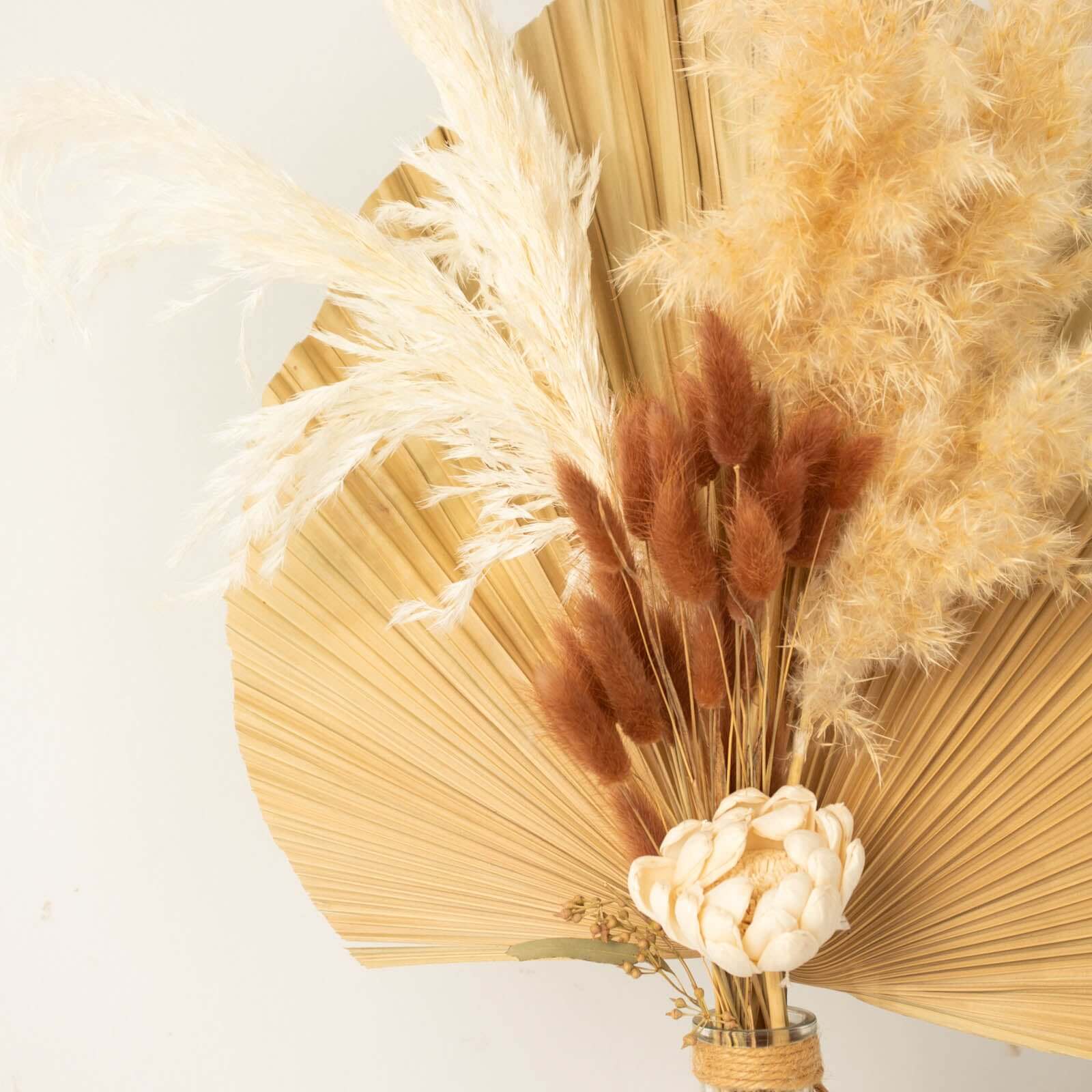 50-Pack Dried Bunny Tail Grass Brown - Rustic Chic Lagurus Ovatus Rabbit Tail Ornamental Grass for Modern Farmhouse Decor Event Styling & Floral Displays 15"