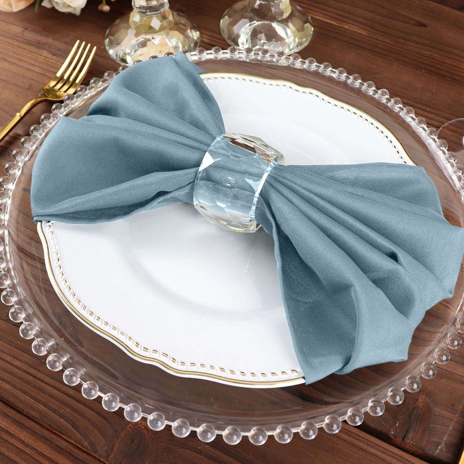5 Pack Polyester 20"x20" Napkins Dusty Blue - Wrinkle Resistant & Easy Care Cloth Napkins