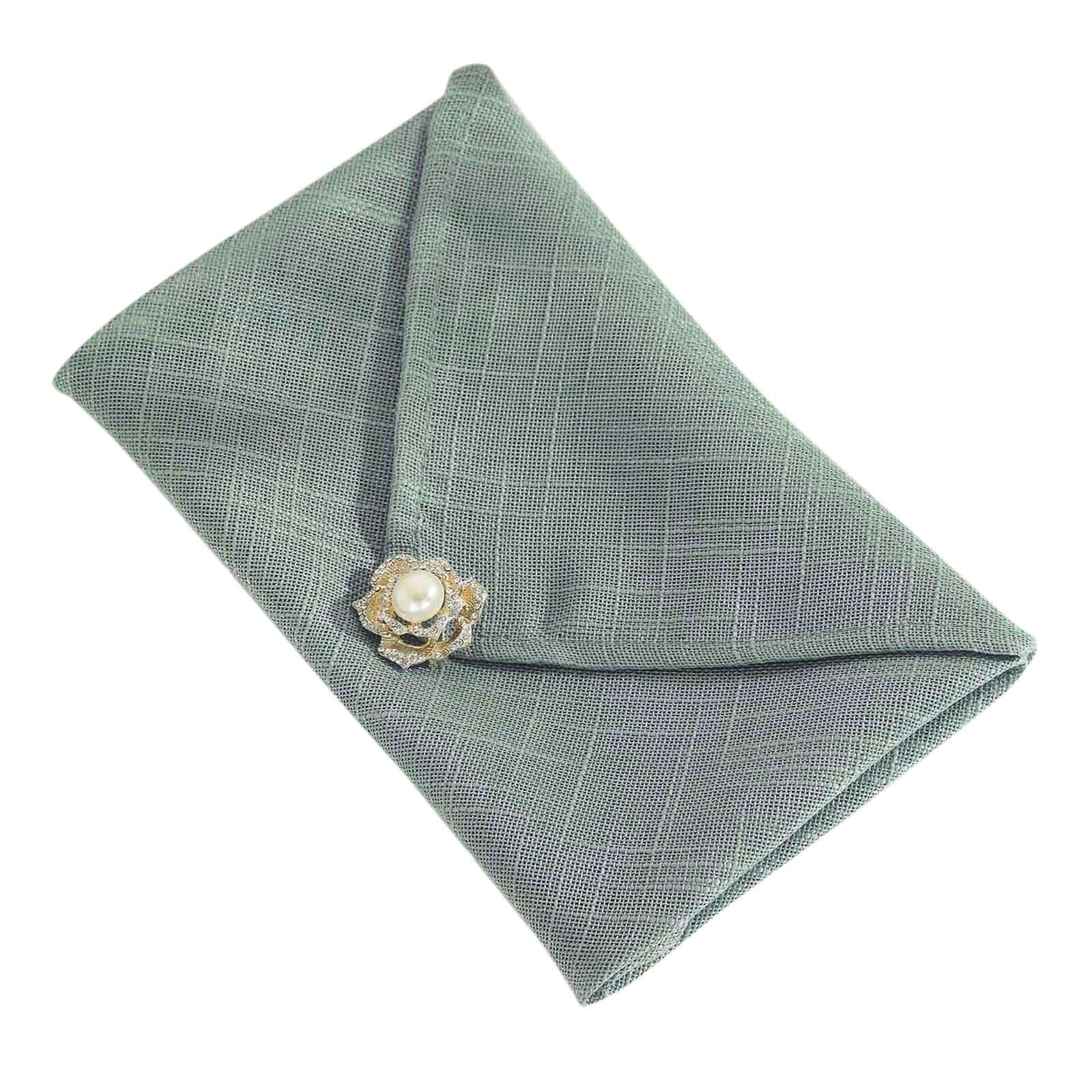 5 Pack Faux Linen 20"x20" Napkins Dusty Blue - Slubby Textured & Wrinkle Resistant Cloth Napkins