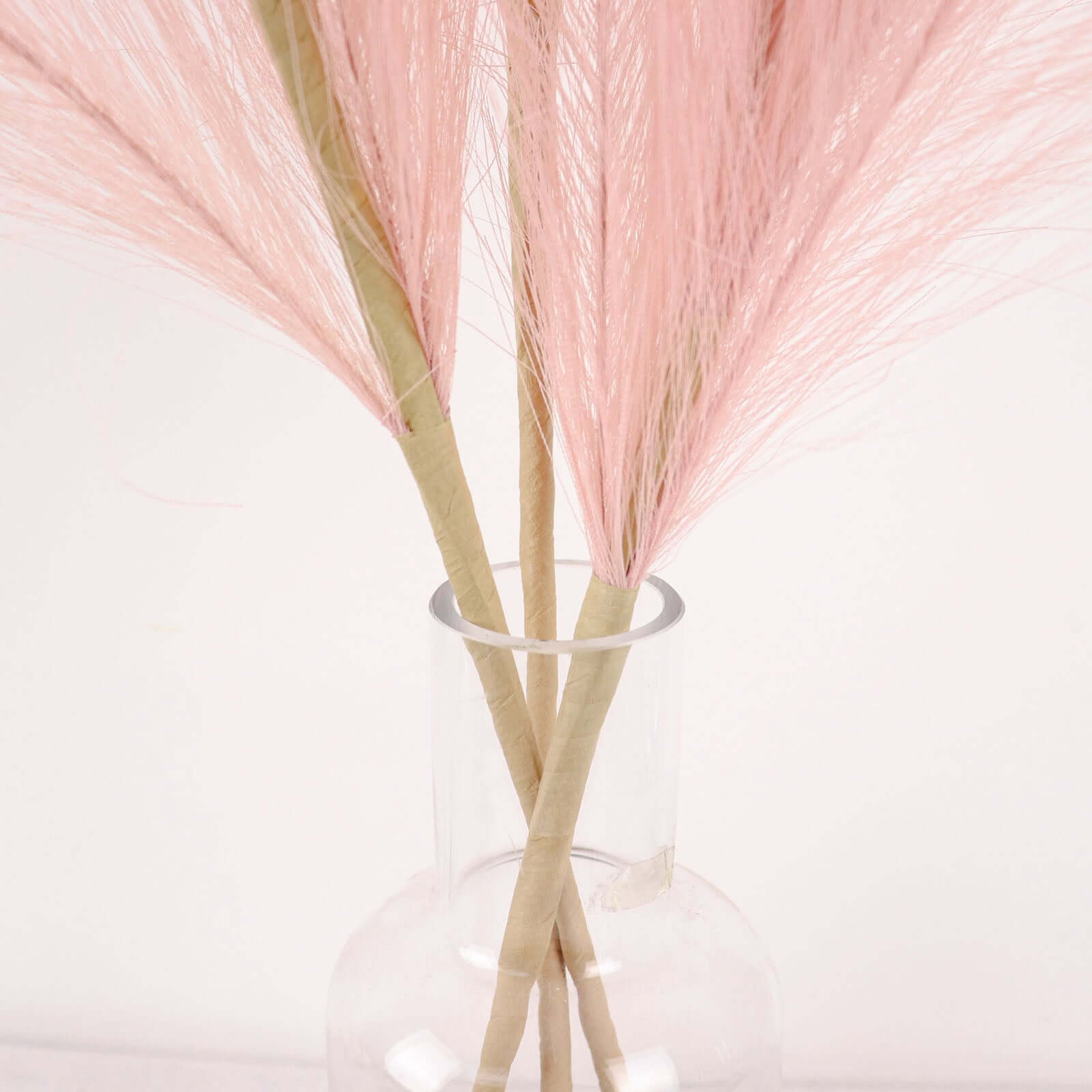 3 Stems Artificial Pampas Grass Decor Dusty Rose - Soft Realistic Faux Ornamental Grass Branches for Rustic Boho Chic Backdrops Floral Styling & Vase Displays 44"