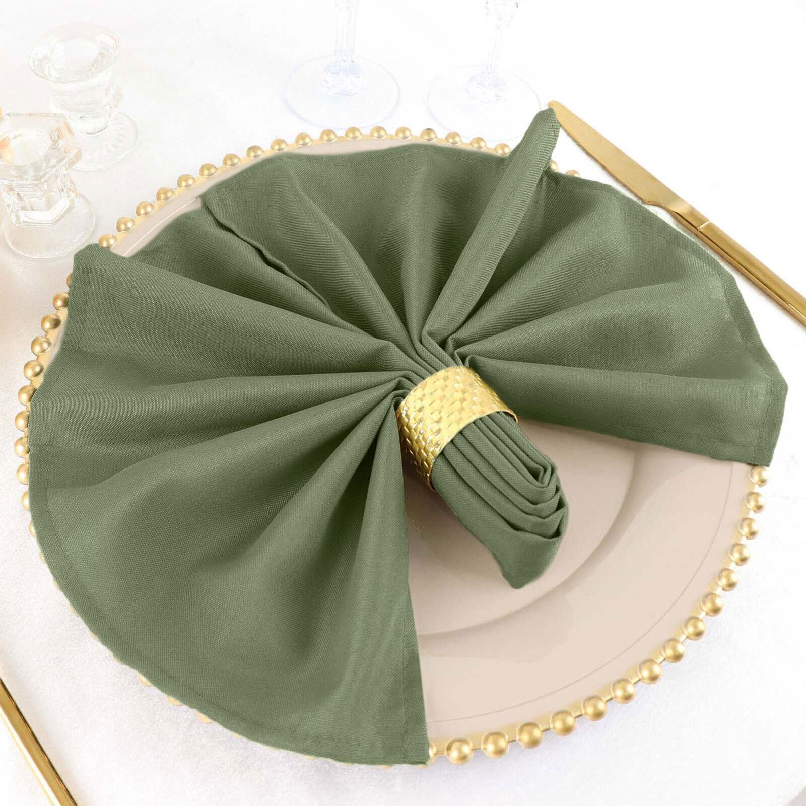 5 Pack Polyester 20"x20" Napkins Dusty Sage Green - Wrinkle Resistant & Easy Care Cloth Napkins