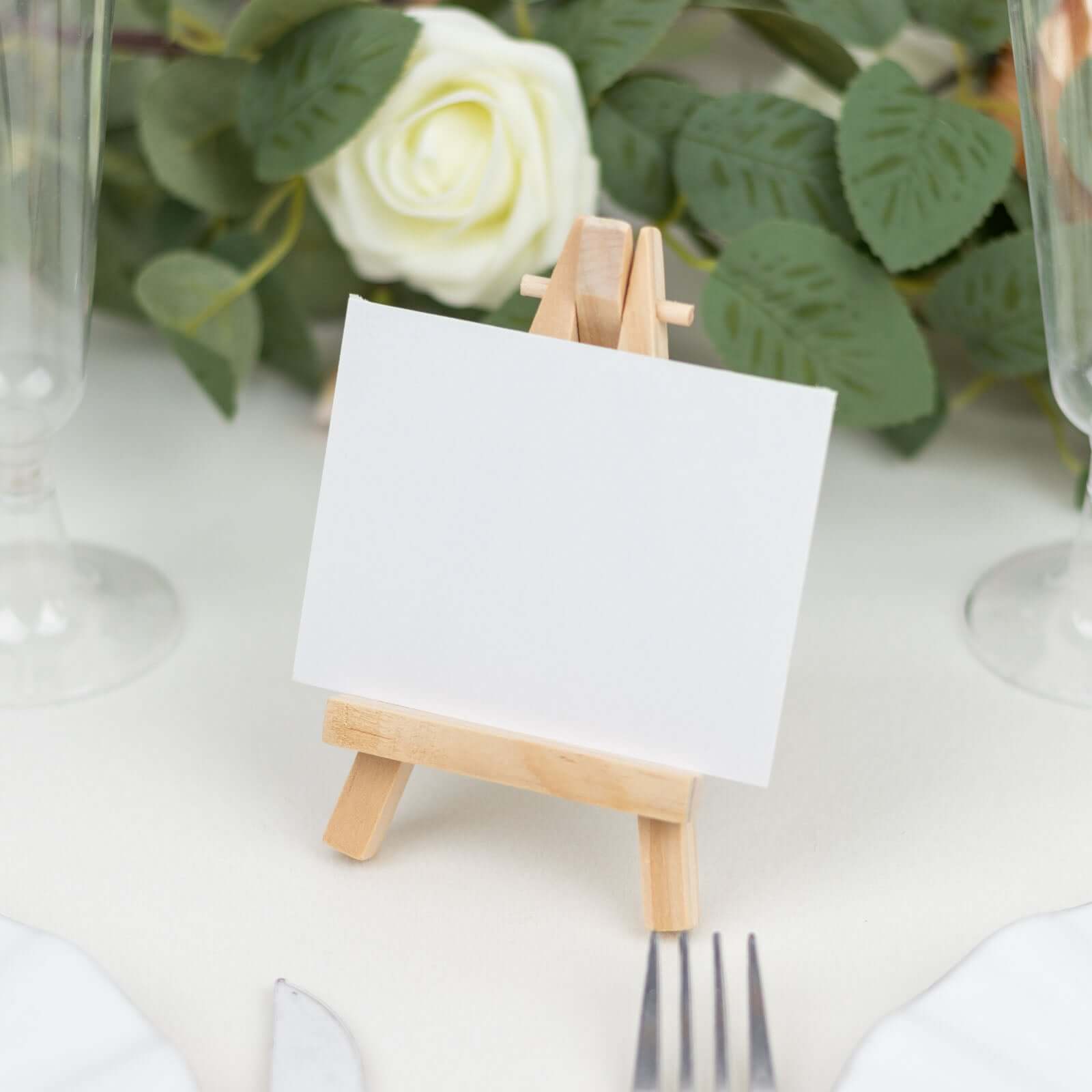 10-Pack Wooden Display Easel Stands DIY Mini Design Natural - Rustic Place Card Table Number Holders 5"