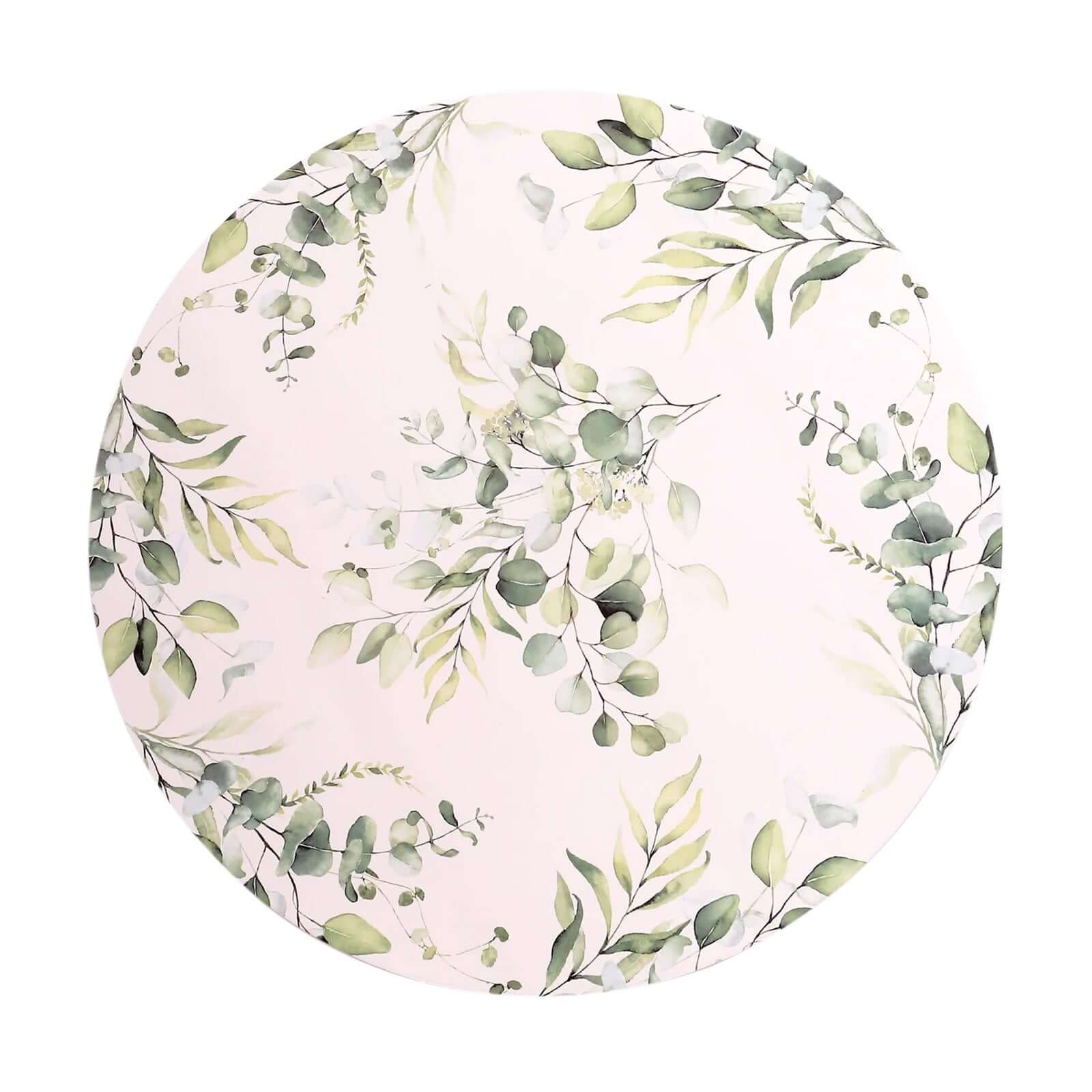 6-Pack Disposable Charger Plates in Eucalyptus Leaves Print 13" in White/Green - 700GSM Floral Paper Chargers for Stylish & Easy Cleanup