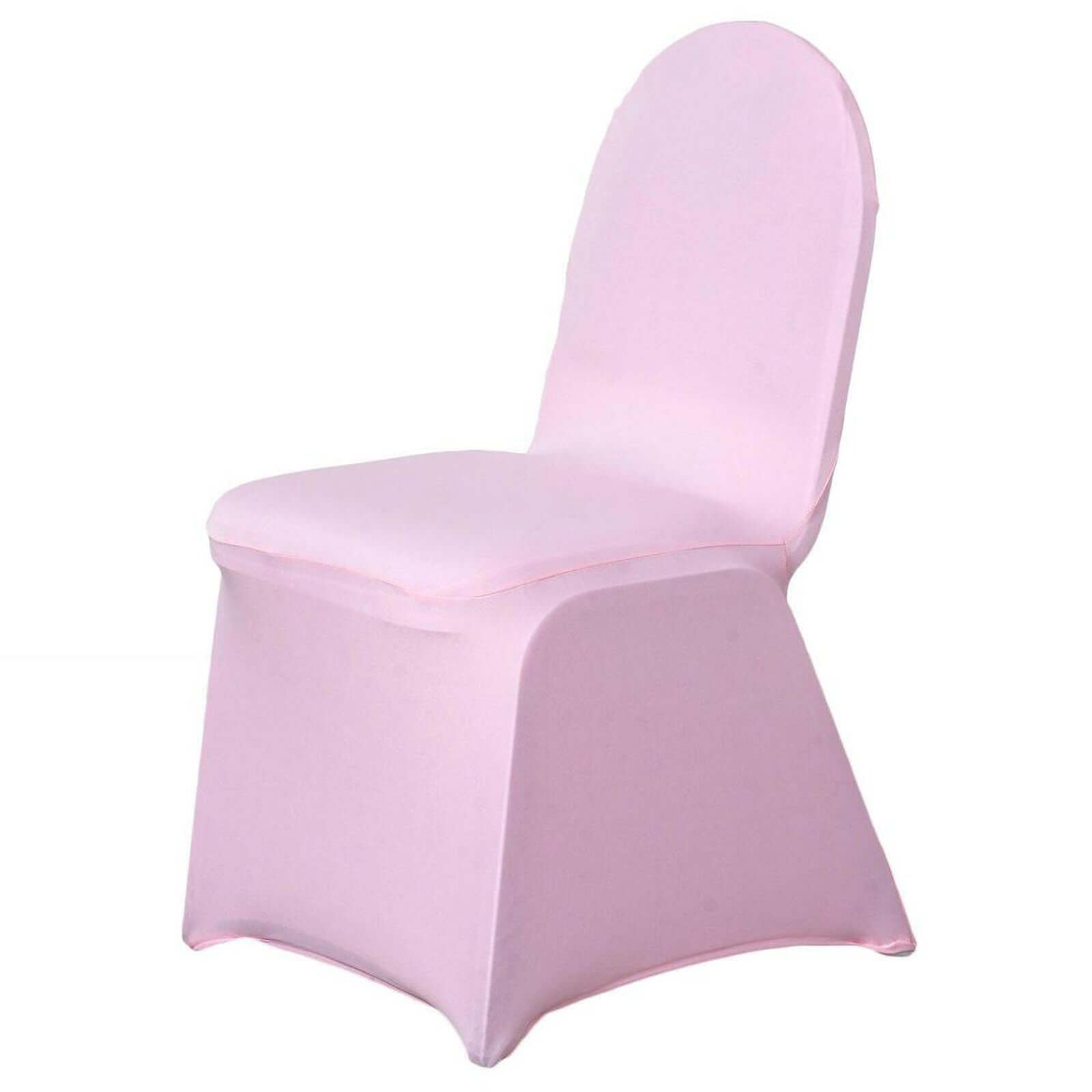 Spandex Chair Cover for Banquet Chairs Pink - Stretch 160GSM Fabric with Slip-On Slipcover