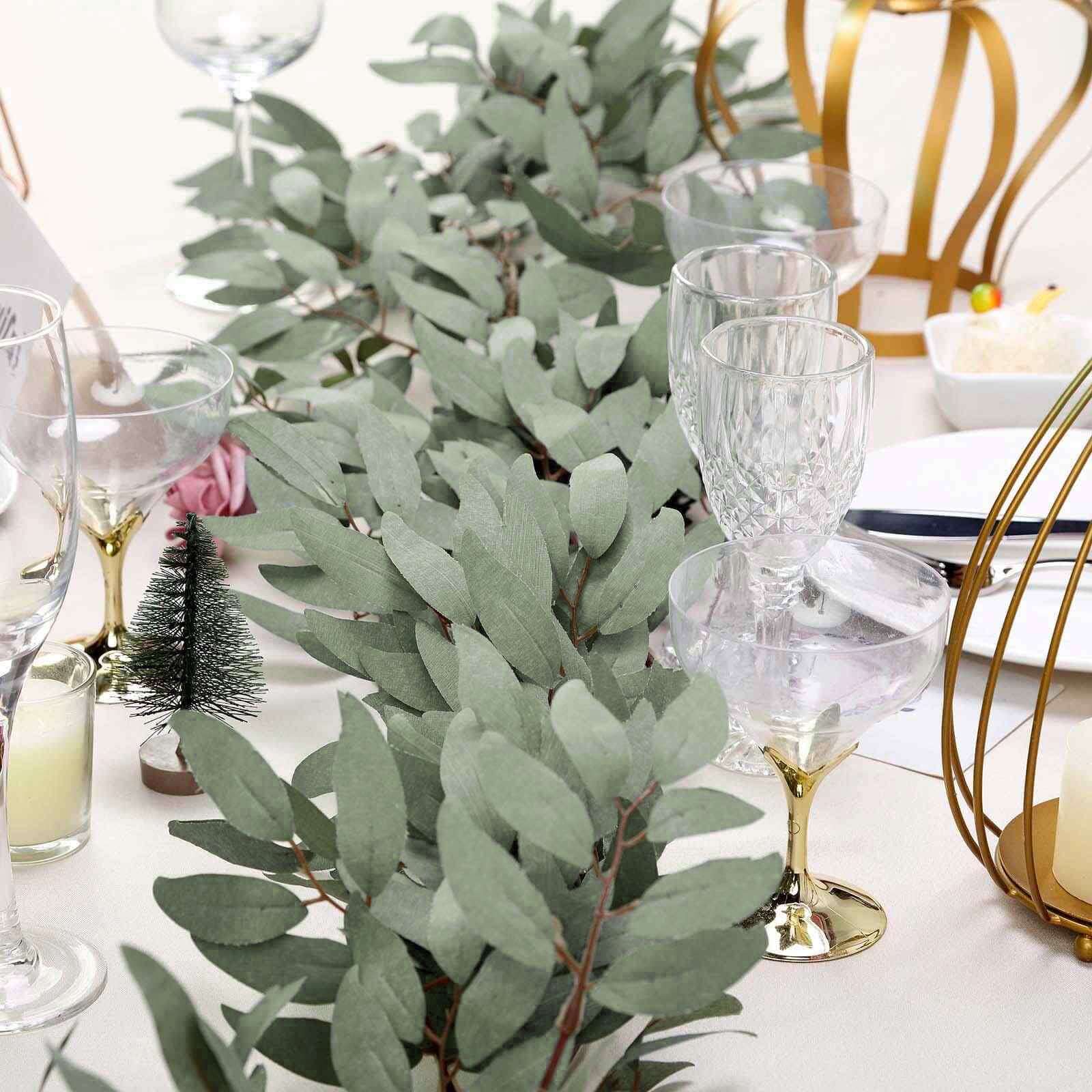 5ft Frosted Real Touch Artificial Willow Leaf Garland, Flexible Vine