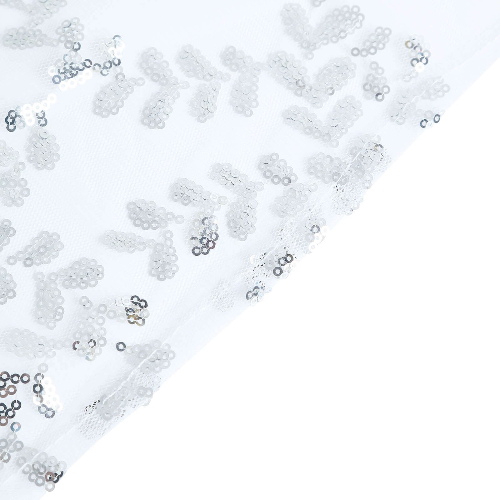 Mesh 12"x108" Table Runner Silver - Leaf Vine Embroidery
