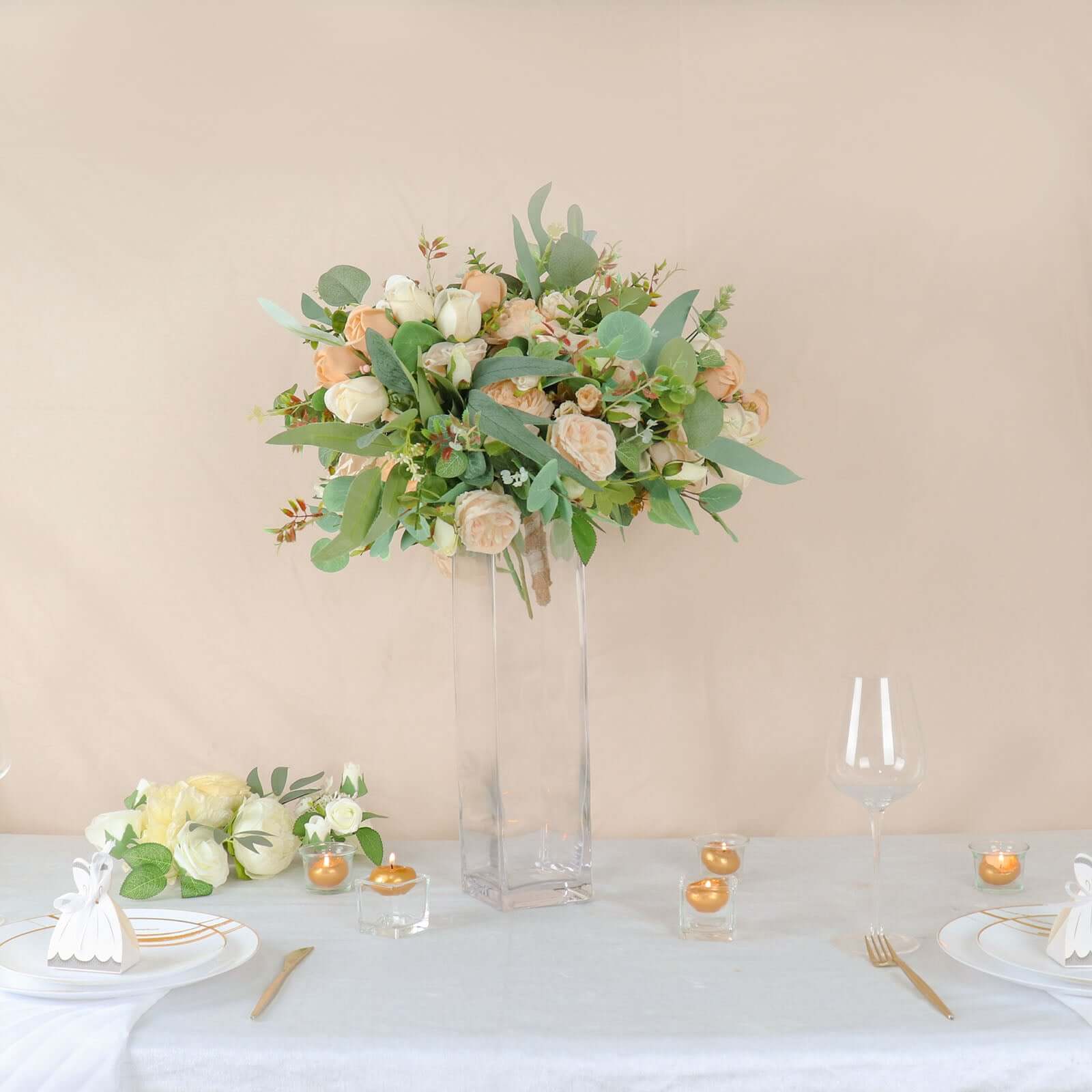 6-Pack Glass Cylinder Vases Square Clear - Durable Heavy Duty Floral Centerpieces for Weddings 16"