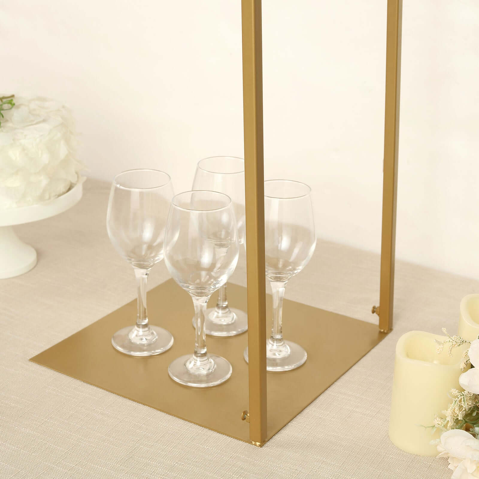 Adjustable Flower Arch Gold Metal Over-The-Table Frame - Wedding Display 48" Tall