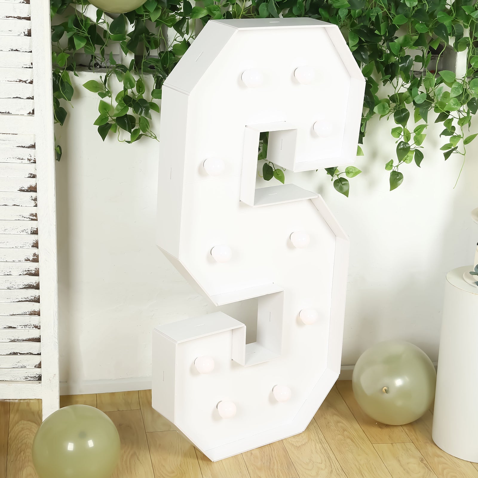 Giant LED Marquee Light Up Letter "S", White 4ft Pre-Cut Foam Board with 10 Warm White Battery Operated LEDs, Glue Gun and Sticks