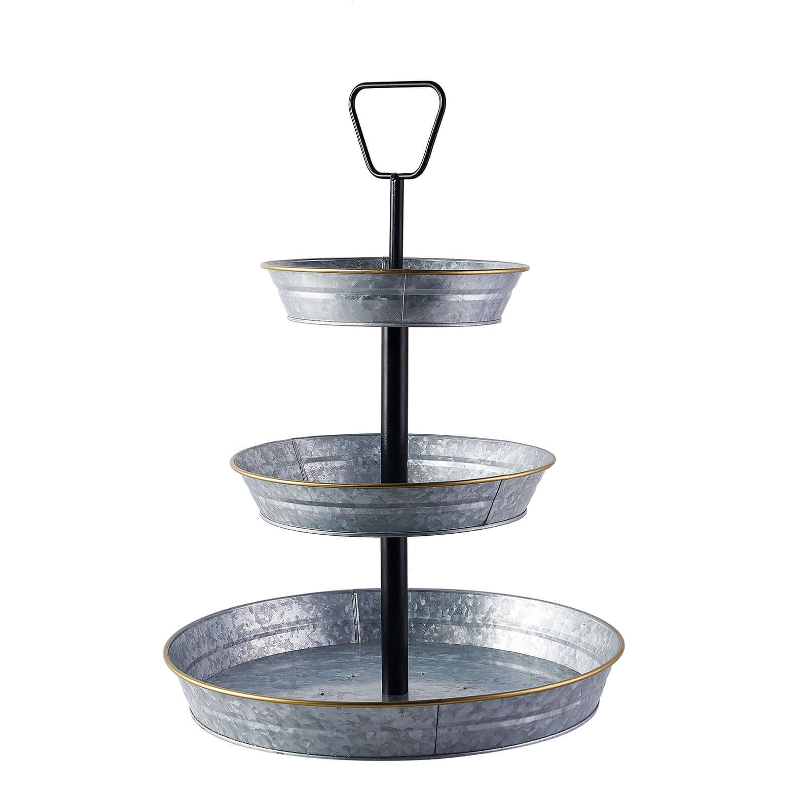 3-Tier Galvanized Metal Cupcake Stand 20" Silver - Sturdy Dessert Serving Tray Platter for Rustic Themed Weddings Backyard Parties & Holiday Spreads