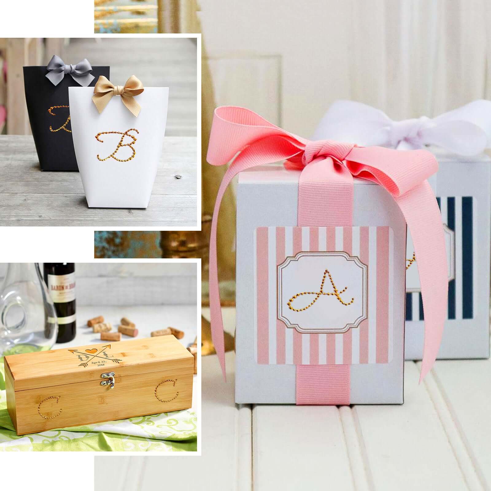 12 Pack 1.5" Gold Rhinestone Monogram Letter Jewel Sticker Self Adhesive DIY Diamond Decor - Q