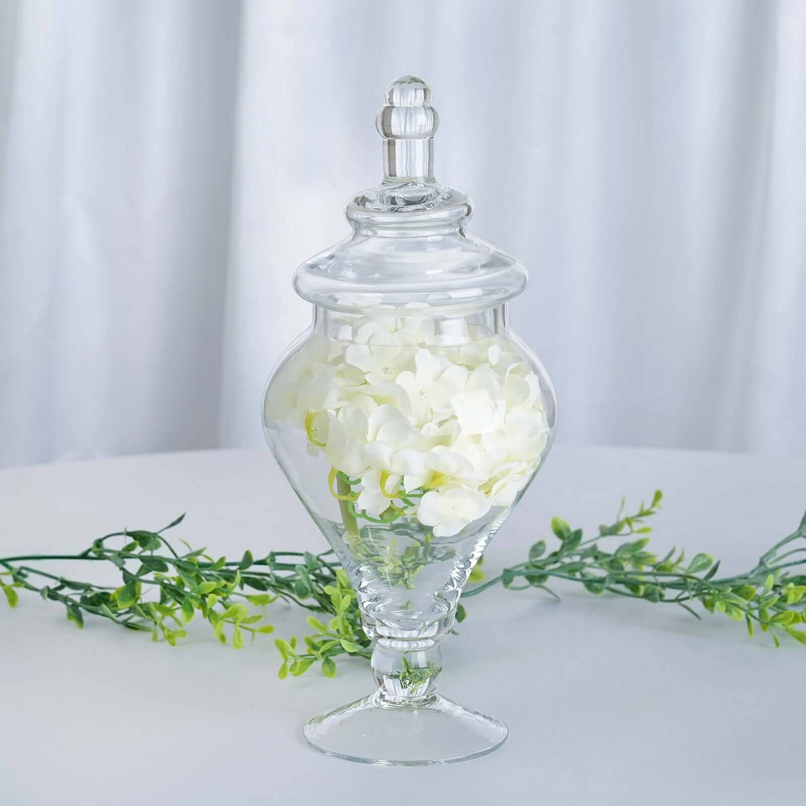 Set of 3 Glass Candy Jars Modern Apothecary Design Clear with Snap-On Lids - Stylish Party Favor Containers 9"/13"/14"