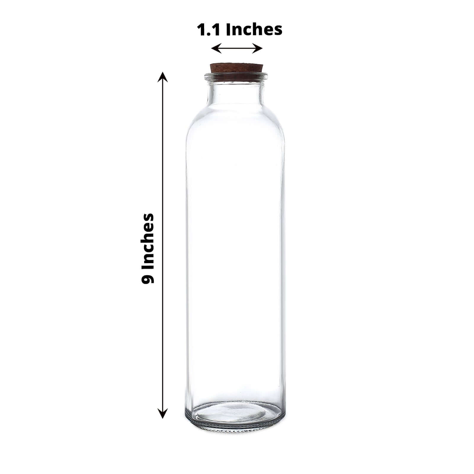 12-Pack Glass Storage Jars Round Design Clear with Cork Stoppers - Refillable Bottles for Kitchen & Organization 9" 16oz