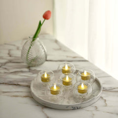 6-Pack Glass Tealight Candle Holders Crystal Clear Globe Design - Votive Candle Holders for Events 3"