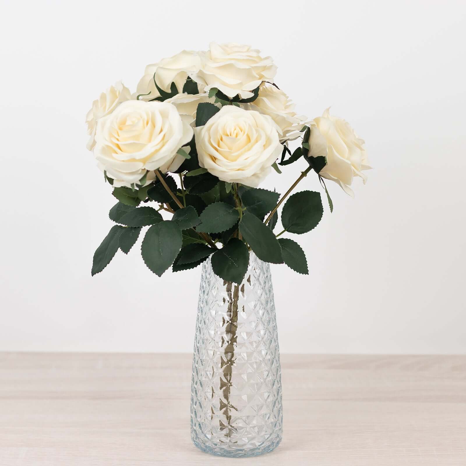 6-Pack Glass Urn Vases Clear with Diamond Crystal Cut Pattern - Stylish Decorative Design for Event Decor 8.5"