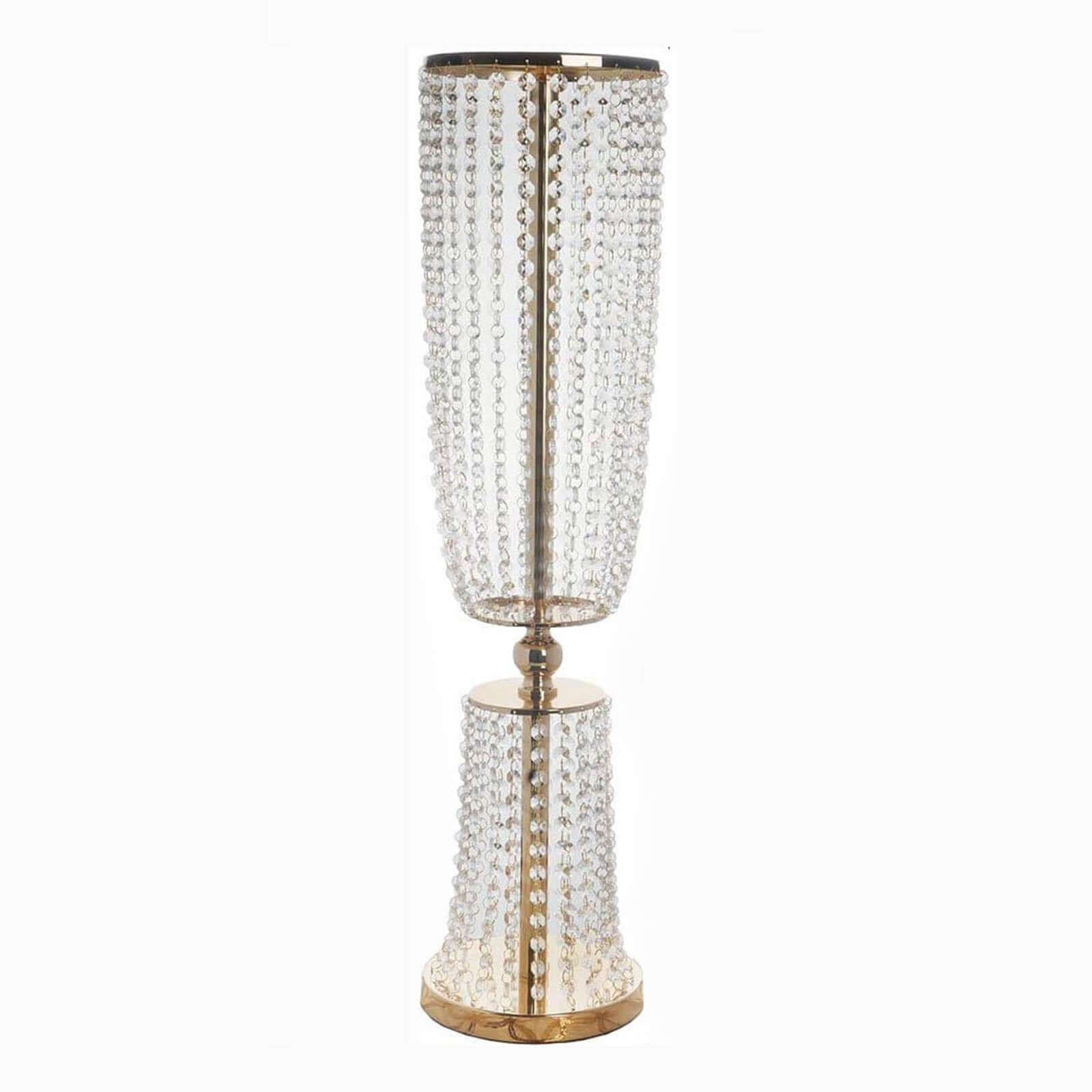 32" Gold Acrylic Crystal Pendant Chain Hourglass Chandelier Stand