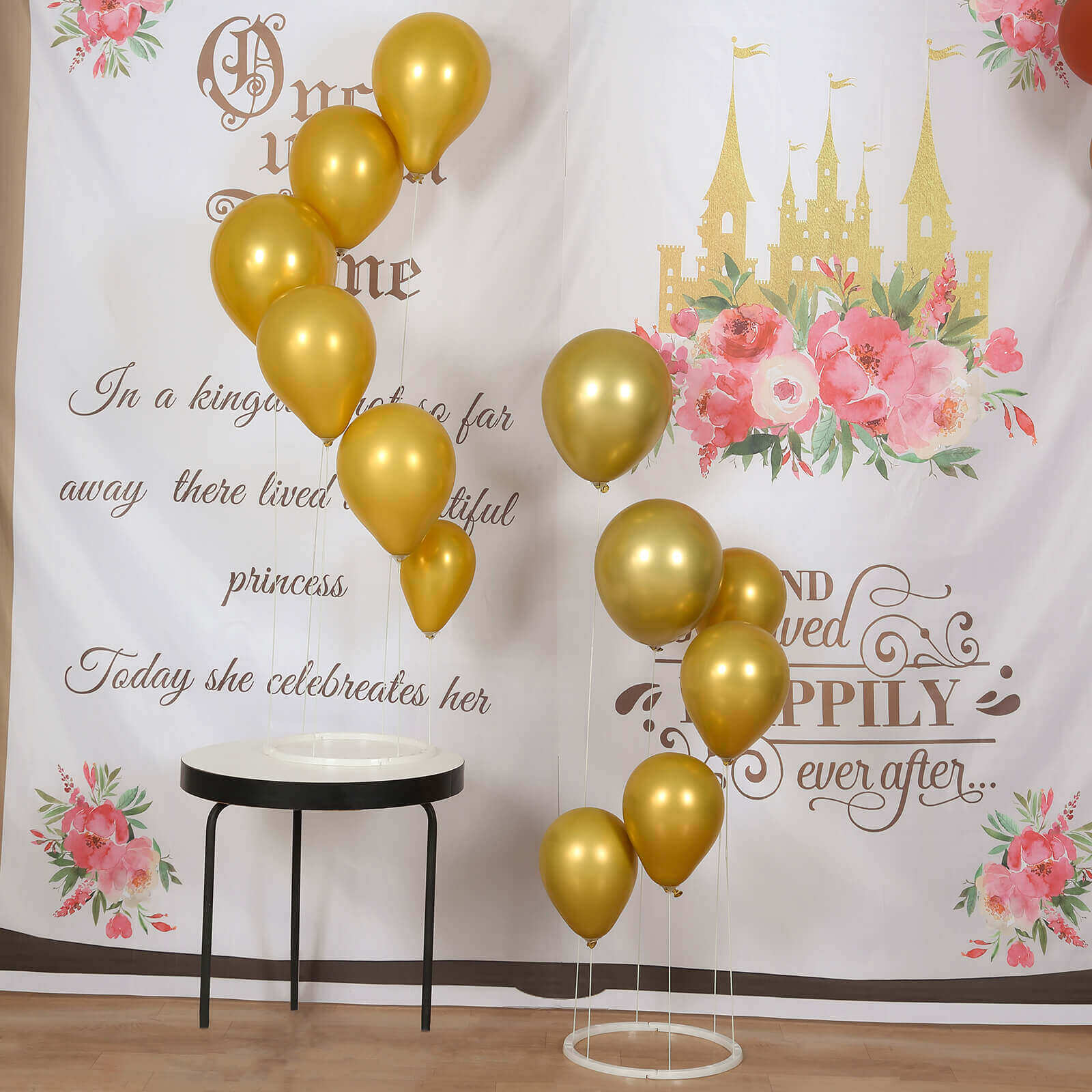 2-Pack 3ft Floating Balloon Floor Stand Kit – White Spiral Balloon Holder with Round Base for Party Decorations