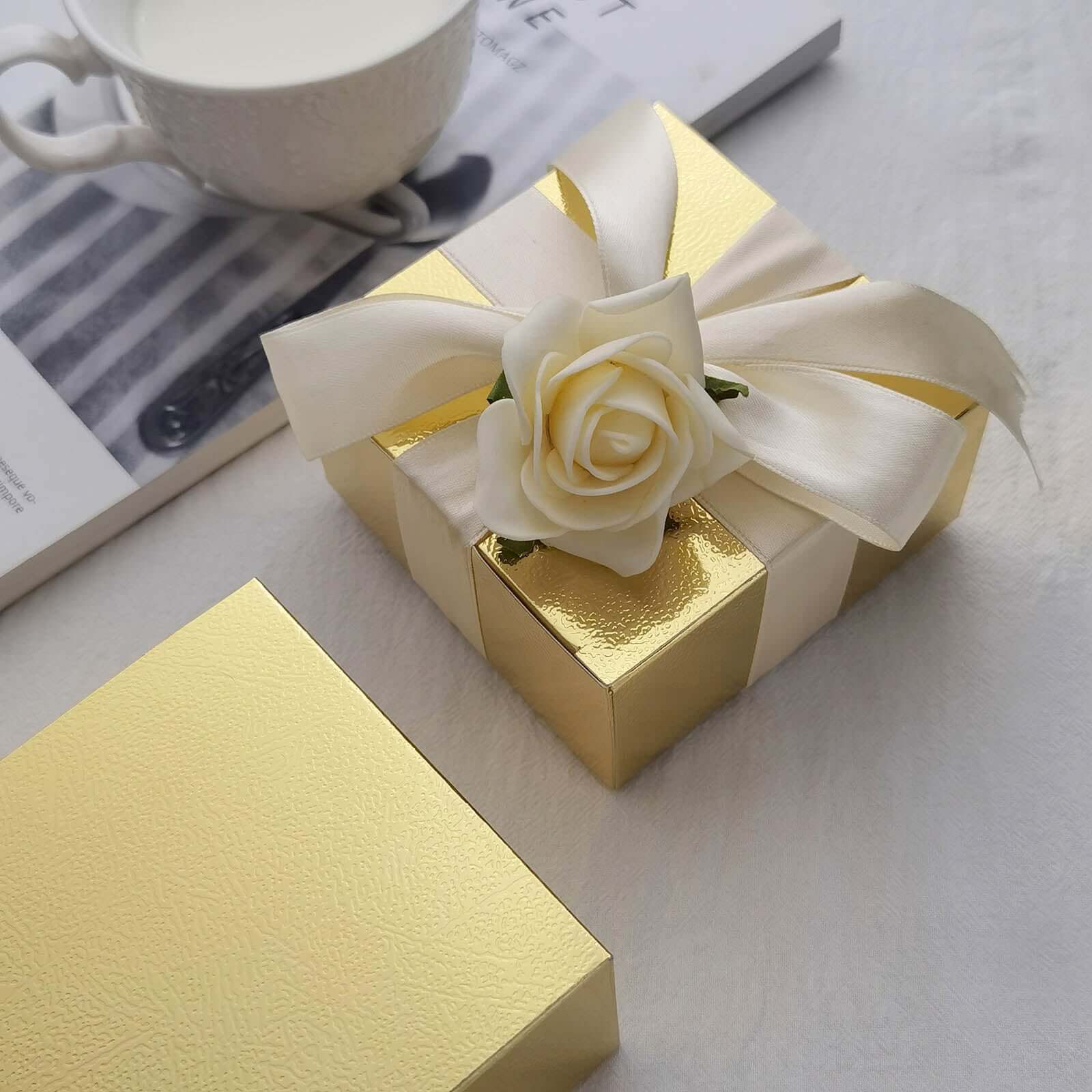 100 Pack 4"x4"x2" Gold Cake Cupcake Party Favor Gift Boxes, DIY