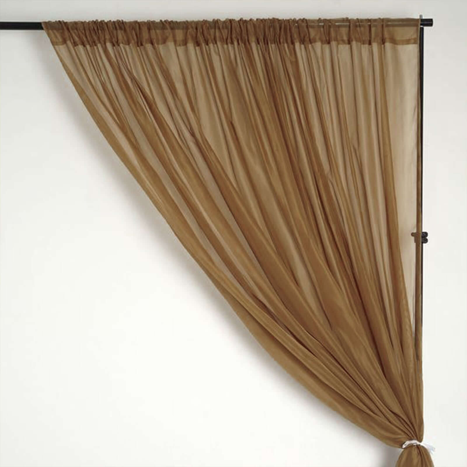 2 Pack Gold Sheer Chiffon Event Curtain Drapes, Durable Flame Resistant Premium Organza Backdrop Event Panels With Rod Pockets - 10ftx10ft