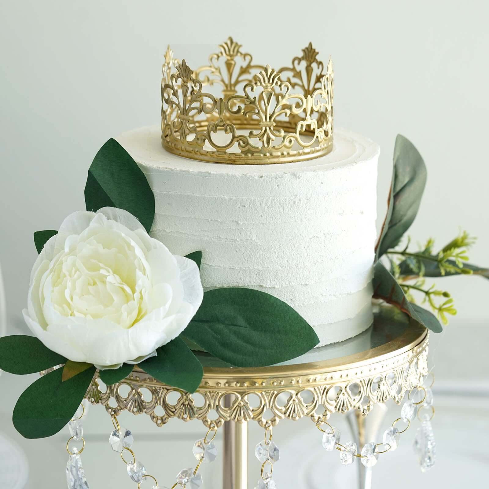 Metal Princess Crown Cake Topper Gold - Exquisite Cake Centerpiece Decor for Quinceañeras Bridal Showers & Fairytale-Themed Events 2"