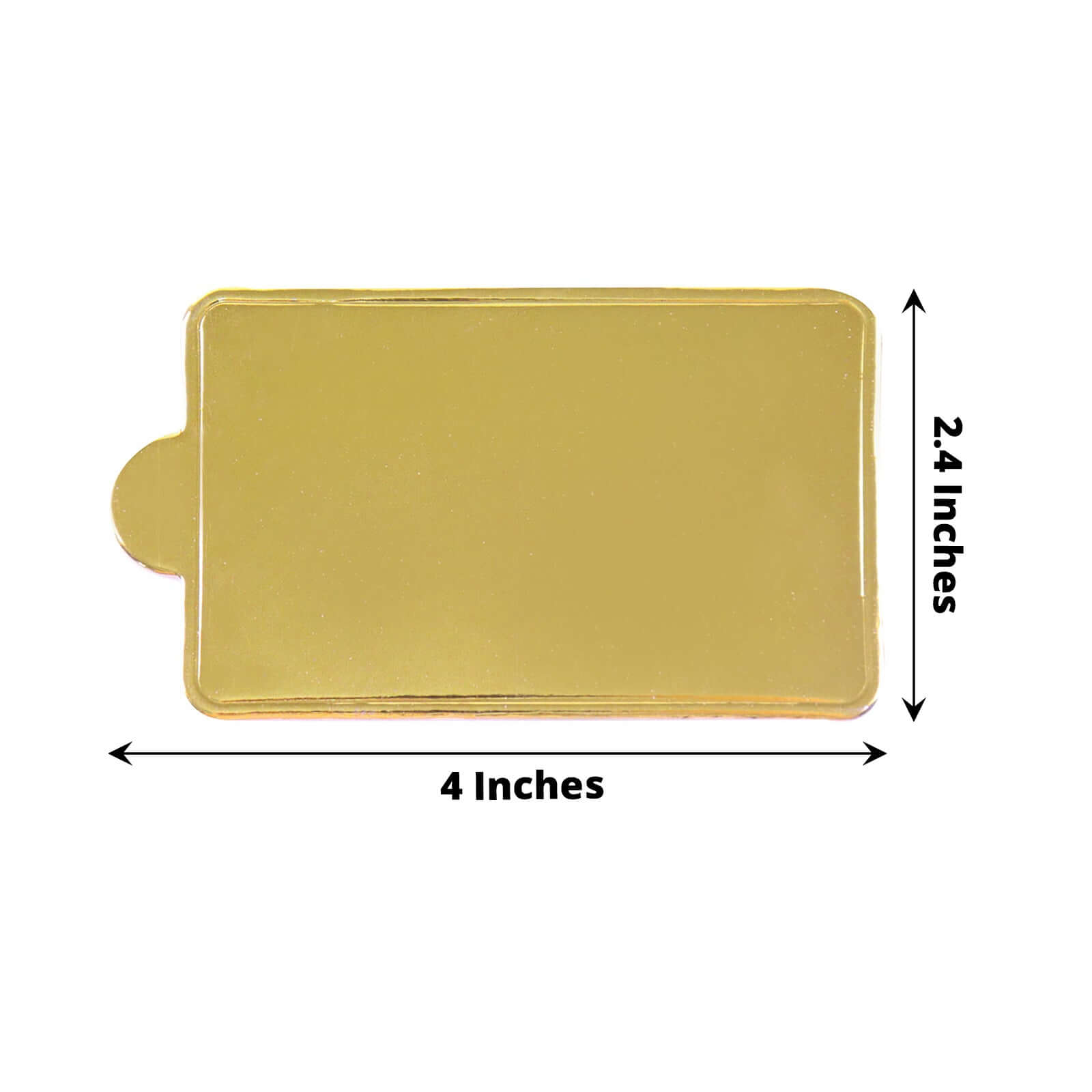50-Pack Rectangle Cake Boards in Gold Cardboard - Grease Proof Mini Paper Trays for Pastries Cupcakes & Dessert Slices 2.4"x4"