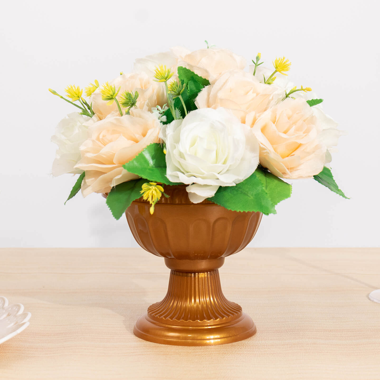 4-Pack Plastic Flower Pot Vases Roman Style Gold - Classic Floral Urn Planter Table Centerpieces 6"