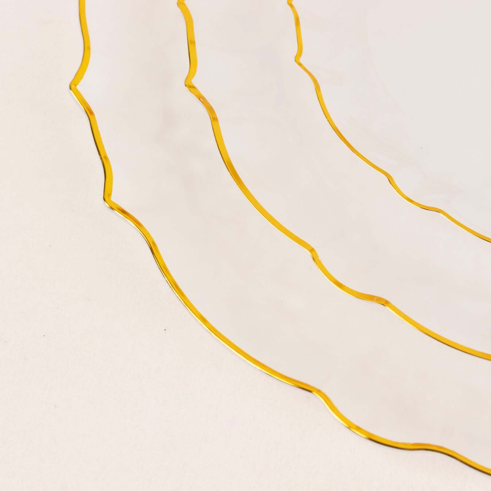 10-Pack Plastic 7" Round Dessert Appetizer Plates in Clear Sunflower with Gold Scalloped Rim - Disposable Salad Plates for Classy Events & Banquets