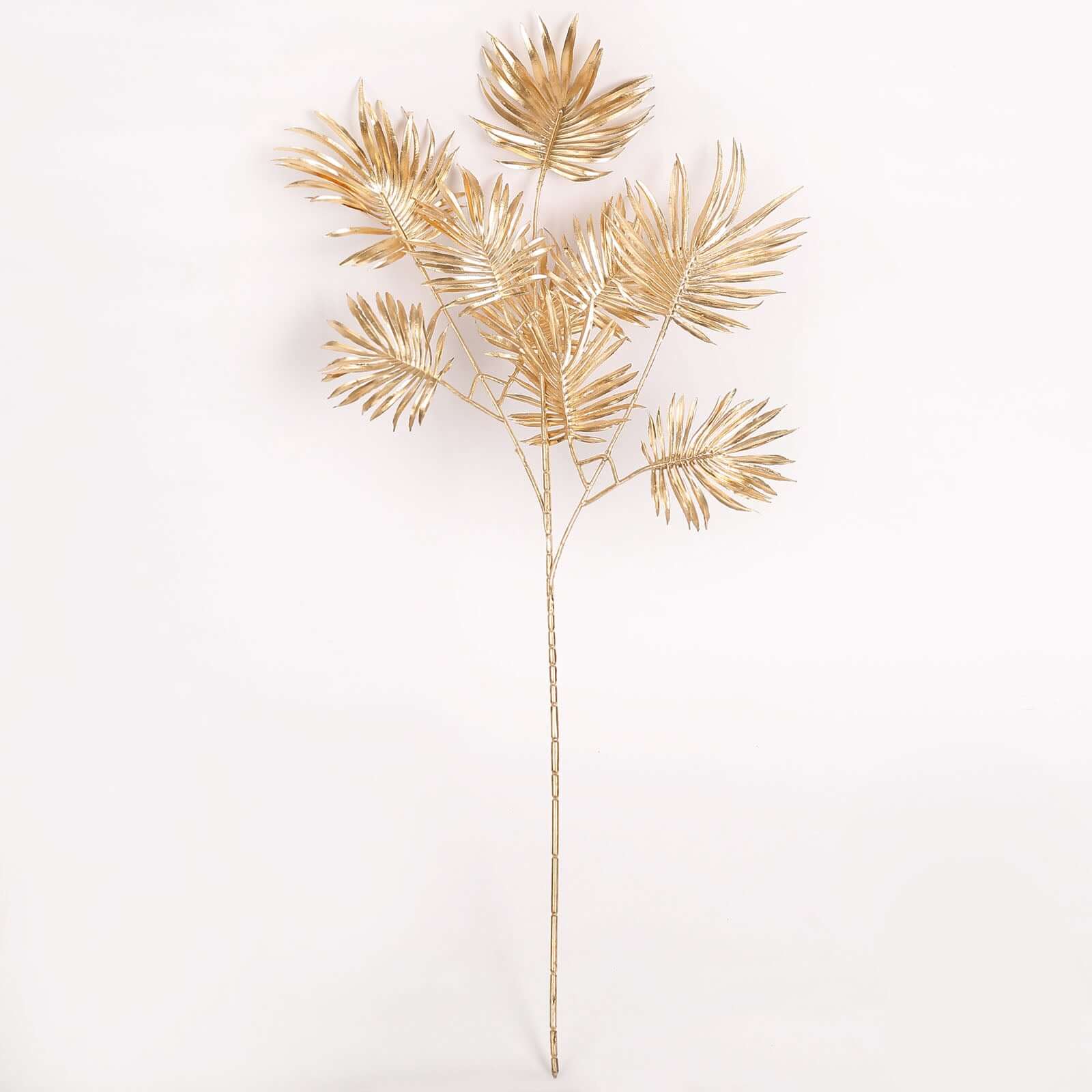 3-Pack Artificial Palm Leaf Branches Metallic Gold - Radiant Faux Plant Stems for Boho Tropical & Modern Design Concepts 24"