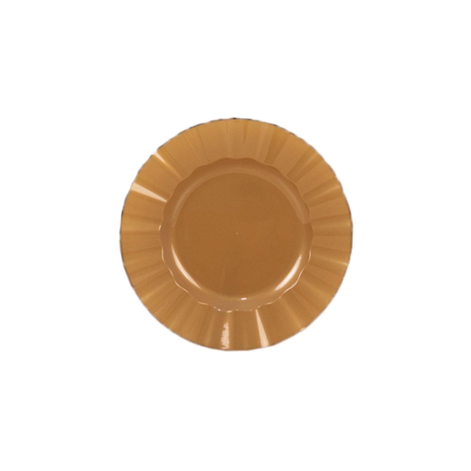 10-Pack Plastic 9" Round Dinner Plates in Gold with Ruffled Rim - Sturdy Disposable Dinnerware for Classy Events & Banquets