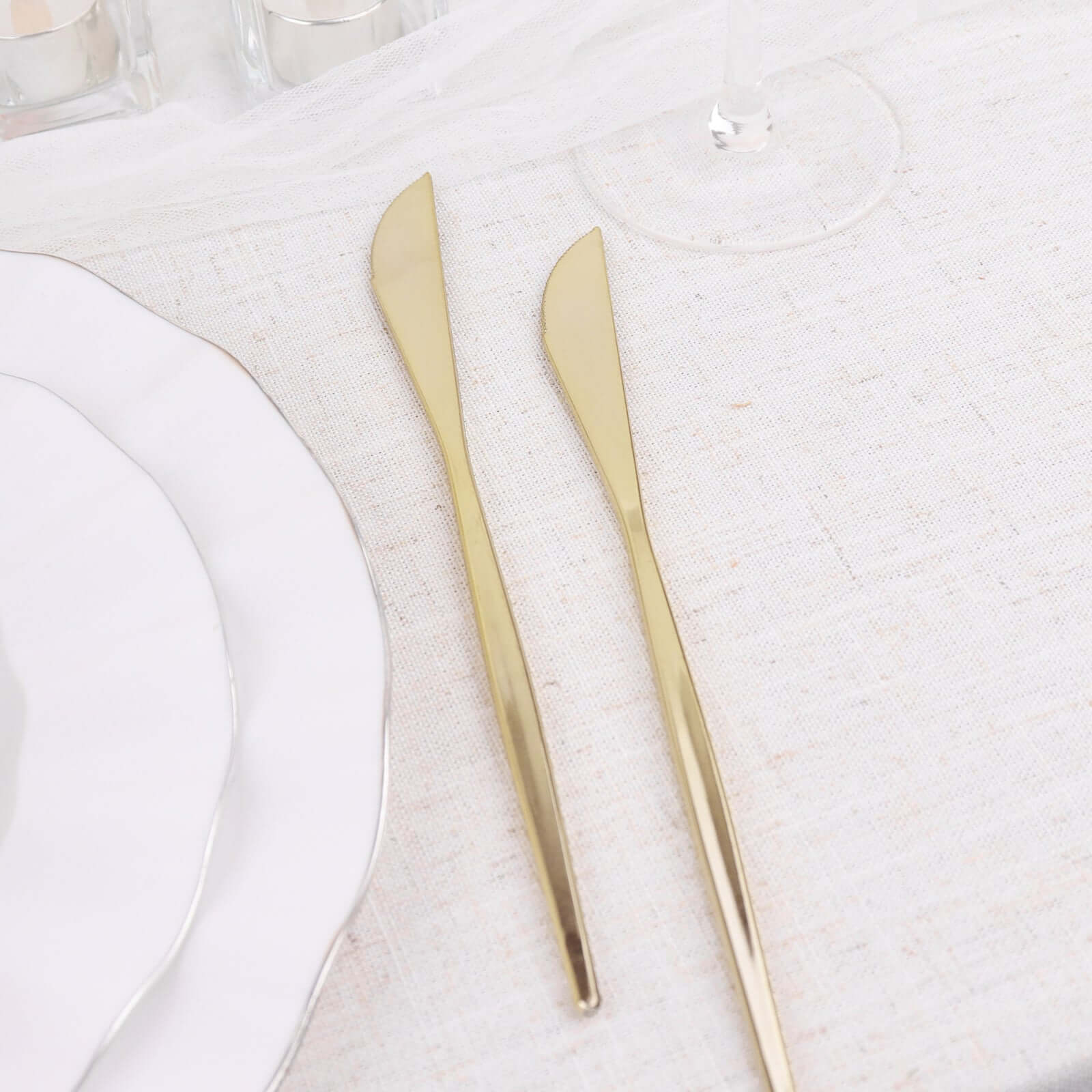 24-Pack Plastic Knives Glossy Gold - Premium Heavy Duty Disposable Flatware Cutlery 8"