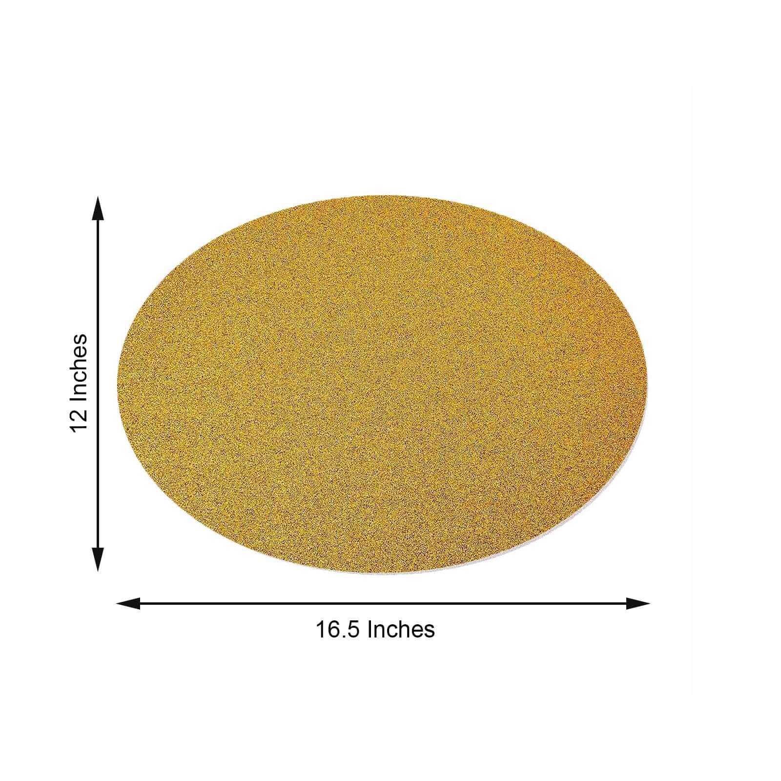 6-Pack Placemats Glitter Design Gold Sparkle Oval - Non-Slip Decorative Table Mats for Dining 12"x18"
