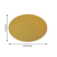 6-Pack Placemats Glitter Design Gold Sparkle Oval - Non-Slip Decorative Table Mats for Dining 12"x18"