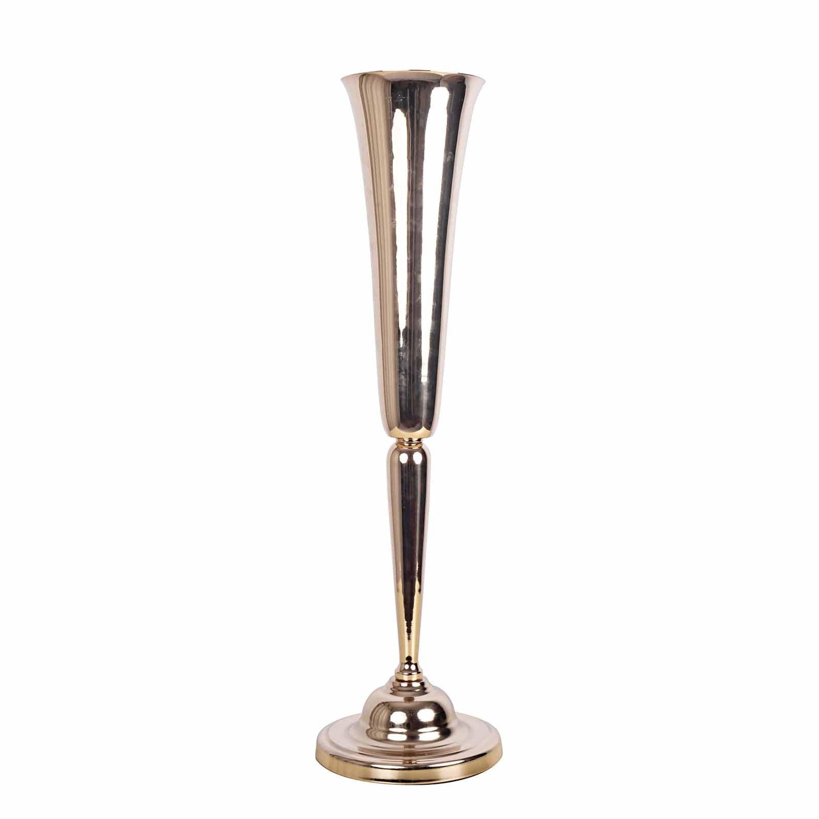 2 Pack 29" Gold Metal Trumpet Vases Set, Tall Floral Vase for Flower Arrangements & Table Centerpieces