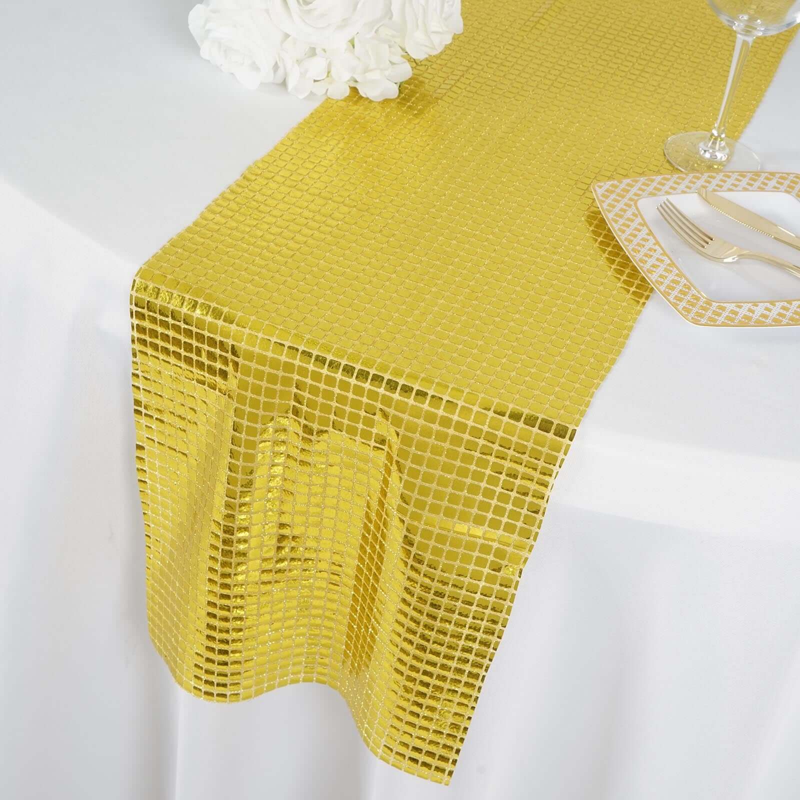 Mirror Foil 12"x108" Table Runner Gold - Shiny Metallic Party Table Decor