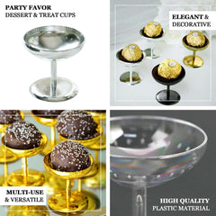 12-Pack Plastic Dessert Cup Candy Dishes Gold - Decorative Mini Pedestal Stands for Treats 2"