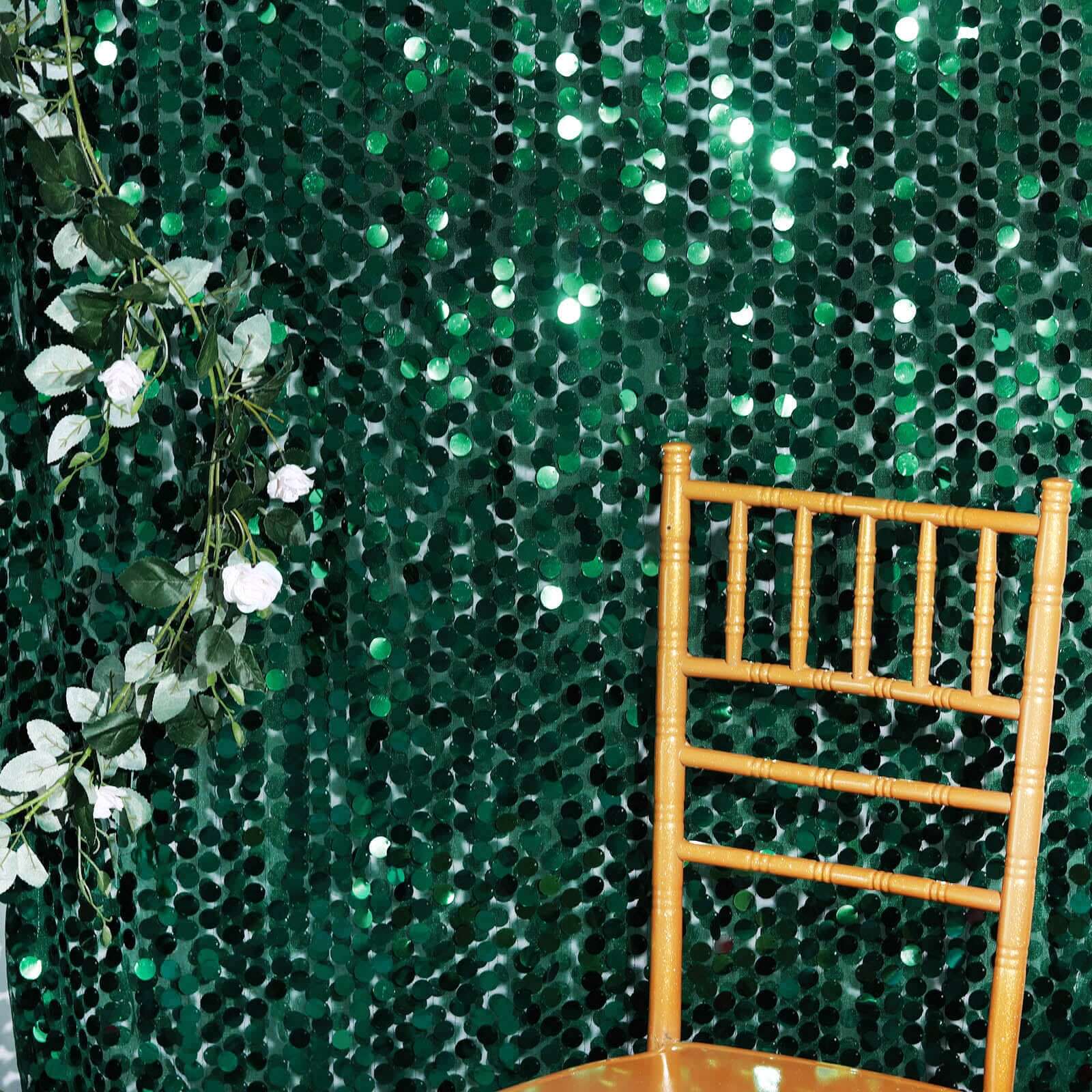 54"x4 Yards Hunter Emerald Green Big Payette Sequin Fabric Roll, Mesh Sequin DIY Craft Fabric Bolt